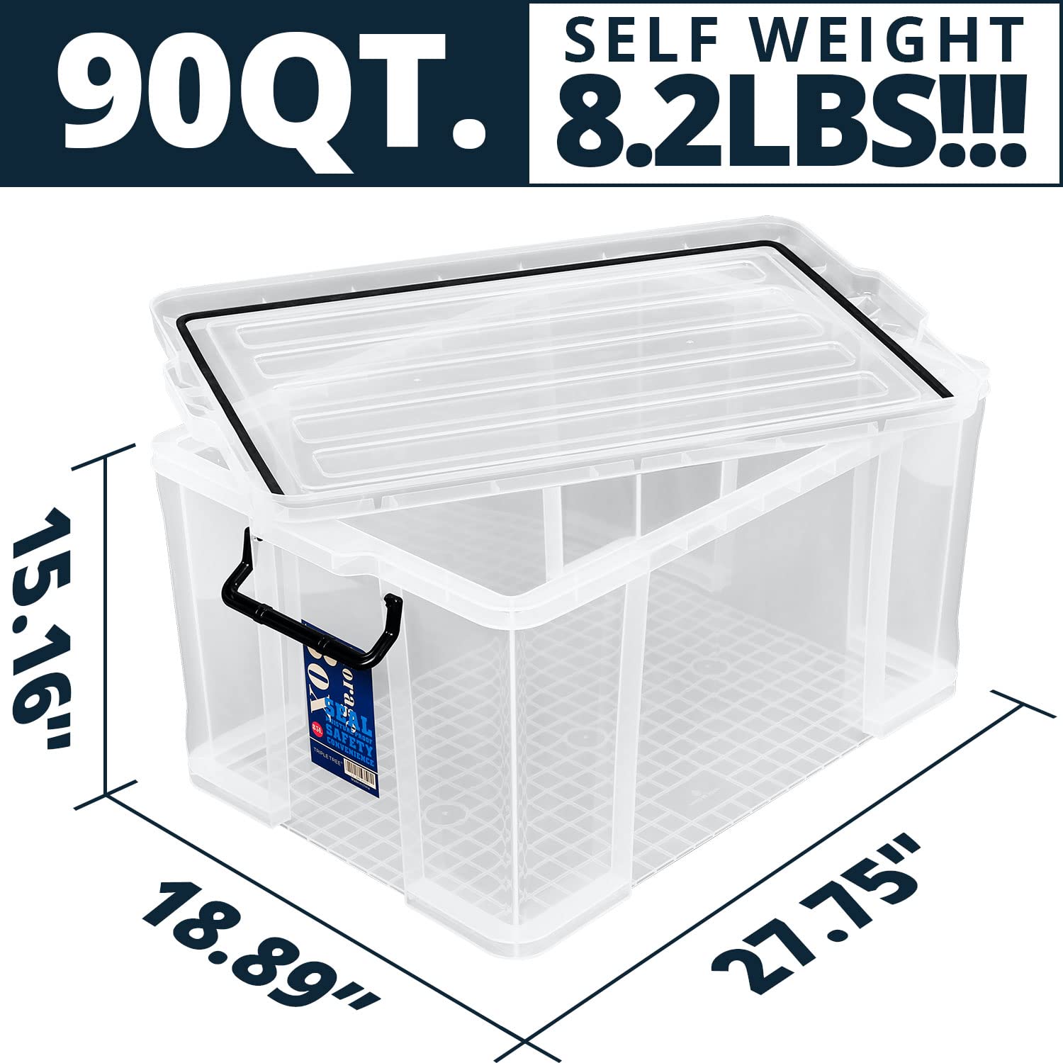 3-Pack 90QT/85L Heavy Duty Storage Bins with Lids - Weatherproof Plastic Storage Containers for Garage, Closet & Moving | Stackable Organizer for Clothes, Outdoor Gear & Trunk Storage | Ideal for Home Organization & Seasonal Storage