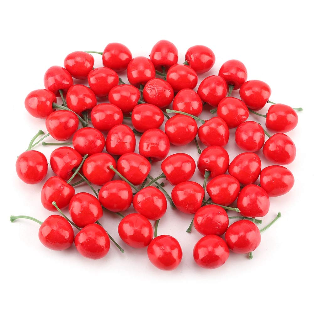 50Pcs Artificial Cherry Fruit - Lifelike Foam Cherry Decorations for Home Kitchen, Party, Photography Props | Wedding Centerpieces, DIY Crafts, Fake Fruit Displays