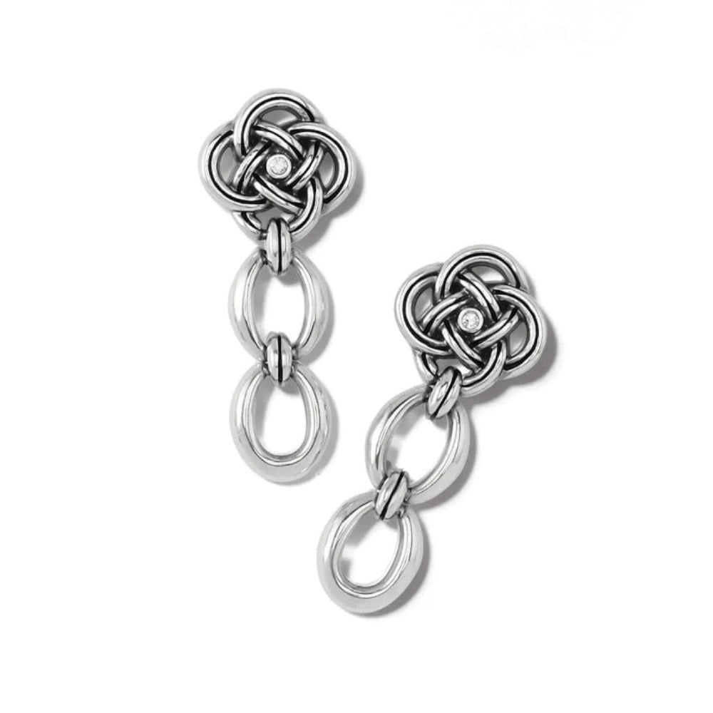 Brighton Interlok Knot Link Drop Earrings for Women - Sterling Silver Dangle Earrings for Everyday Wear & Special Occasions
