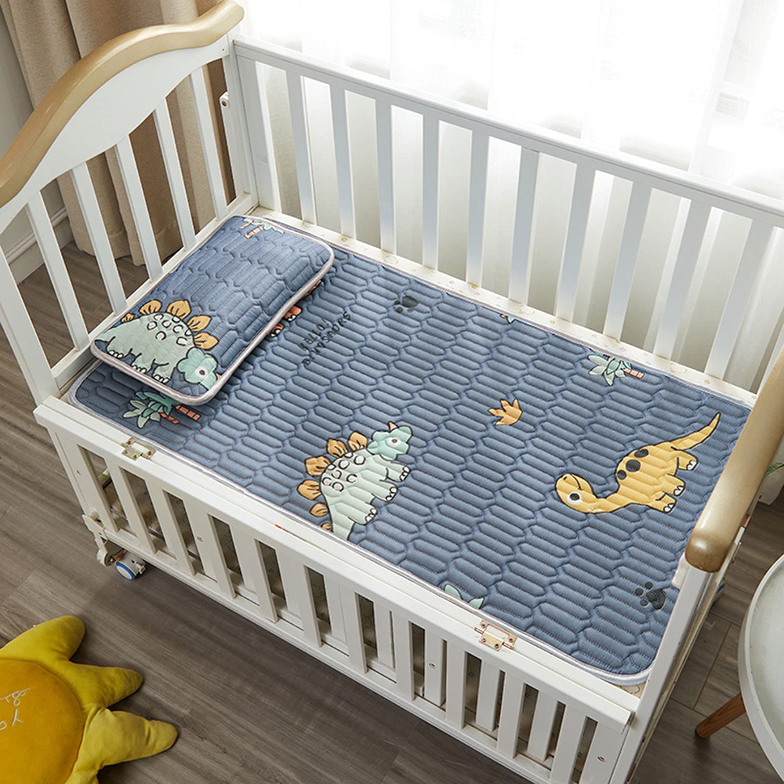 Natural Latex Baby Cooling Mat for Summer - Breathable & Non-Slip Ice Silk Sleeping Pad for Infants & Toddlers (0-8 Years), Foldable Comfortable Air Conditioning Mattress, Blue, 55x140cm - Perfect for Nursery, Daycare & Travel Use