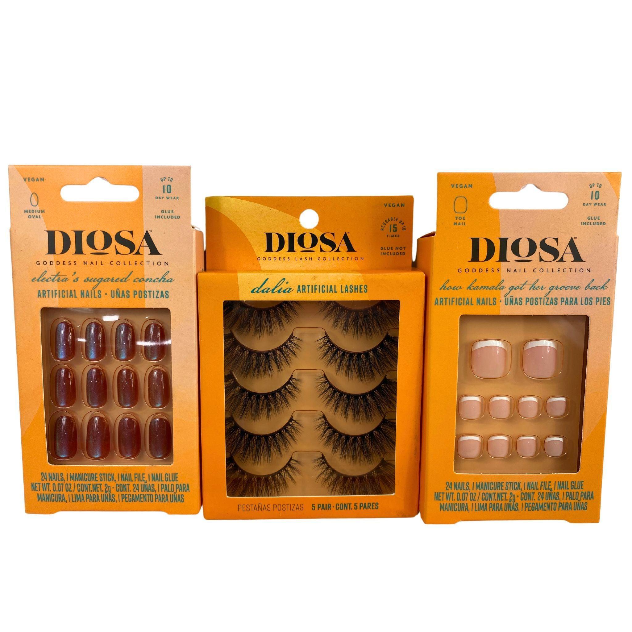 Premium 45-Piece Diosa Mix False Eyelashes & Press-On Nails Kit - Natural Look for Parties, Weddings & Special Occasions
