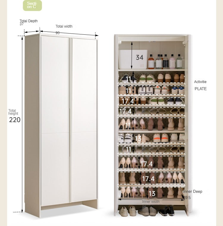 Premium New Zealand Pine Solid Wood Entryway Shoe Cabinet - Stylish Storage for Shoes, Hats & Accessories - Perfect for Hallway, Foyer & Mudroom Organization