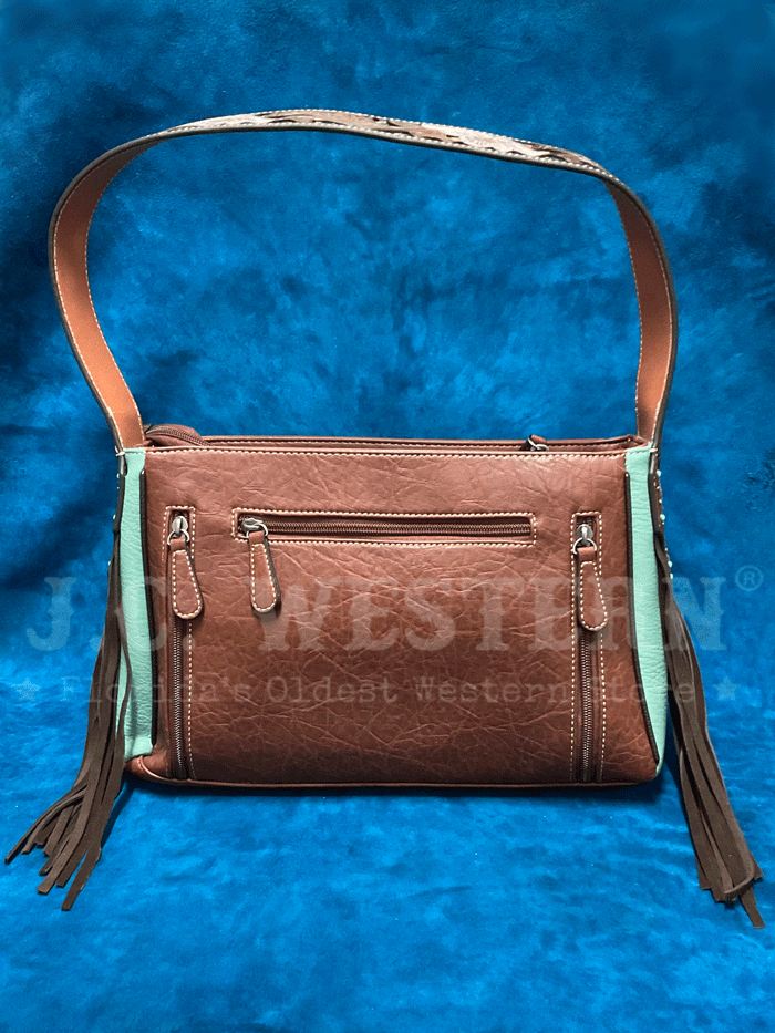 Nocona Women's Conceal Carry Leopard Tooled Satchel Purse - Brown Leather Crossbody Bag for Everyday Use, Travel & Outdoor Adventures