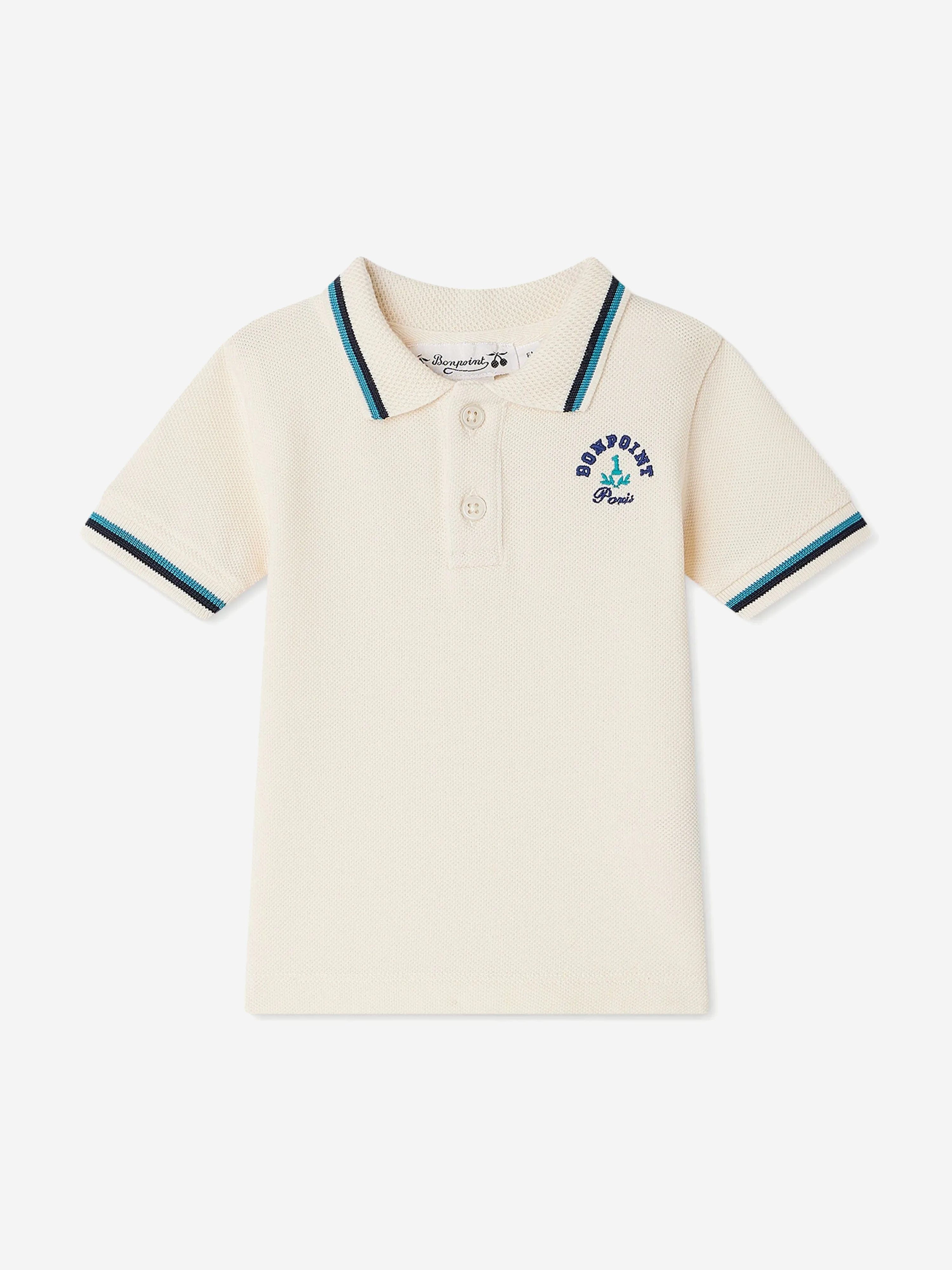 Baby Boys Finn Polo Shirt in Ivory - Soft Cotton Short Sleeve Top for Toddlers - Perfect for Playdates, Family Outings & Summer Activities