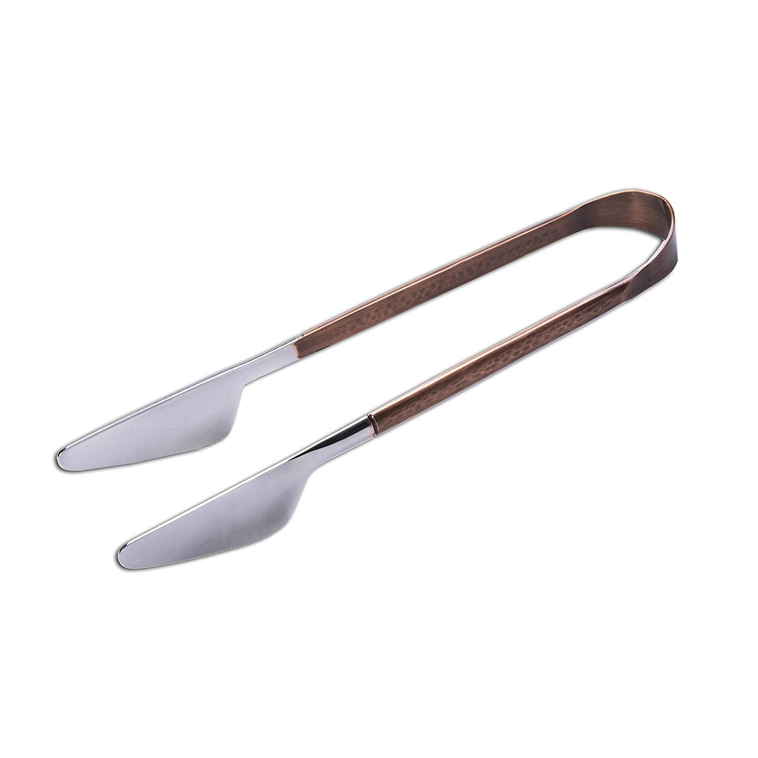 Arcata 036831 Stainless Steel Serving Tongs with Ergonomic Copper Handle - 10 Inch Kitchen Utensil for BBQ, Salad, Buffet & Party Serving