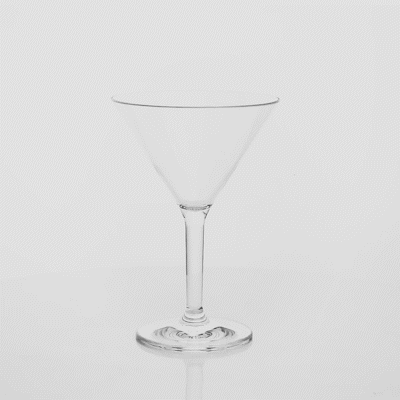 Bev Tek 10 oz Clear Polycarbonate Cocktail Martini Glasses - Shatterproof Barware Set of 6 (4.5