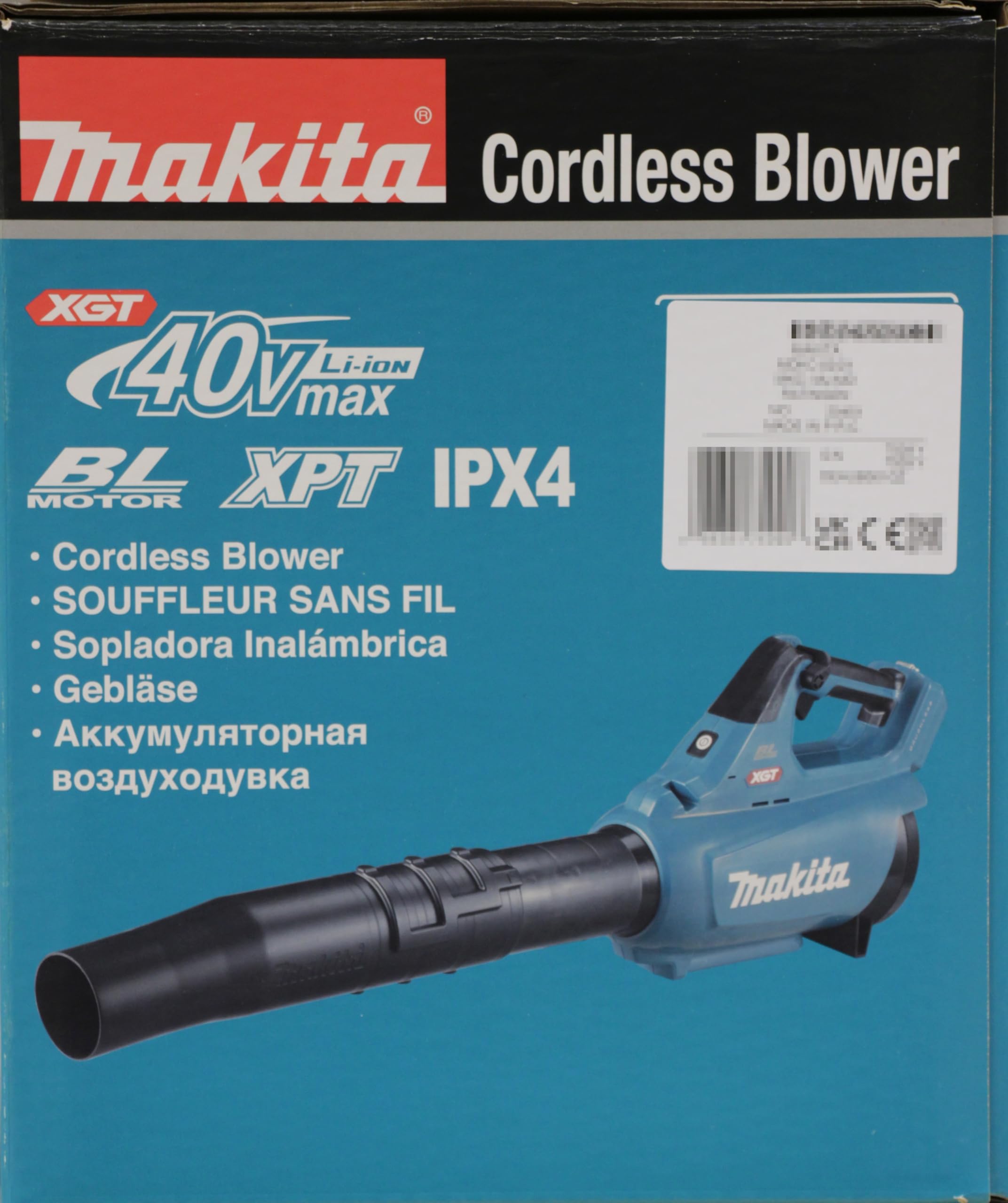 Makita UB001GZ 40V Max XGT Brushless Cordless Leaf Blower - Battery & Charger Not Included (Blue) - Perfect for Yard Cleanup, Driveway Clearing & Outdoor Maintenance