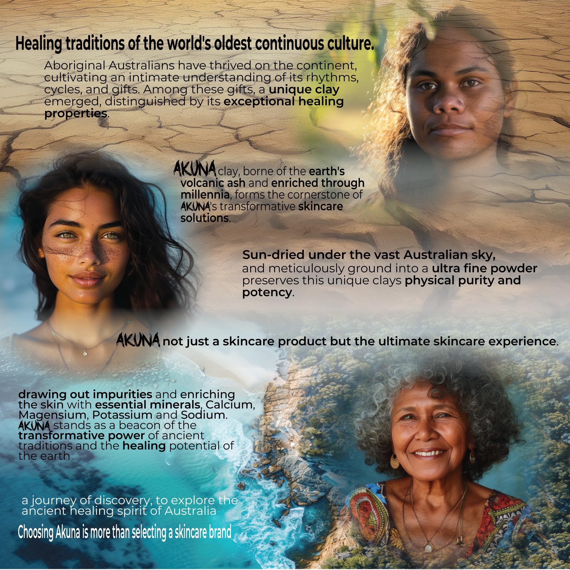 AKUNA Ancient Australian Healing Clay - 100% Pure Calcium Bentonite Clay Mask Powder for Detox, Anti-Aging & Blackhead Removal | Deep Cleansing Facial Treatment for Acne, Wrinkles & Blemish Control | Perfect for Spa Days & At-Home Skincare Routines