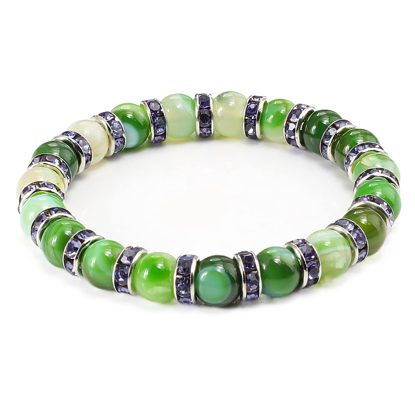 Green Agate Money Attraction Chakra Bracelet - Wealth & Prosperity Stone Beaded Bracelet for Good Luck & Abundance | Perfect for Meditation, Energy Healing & Spiritual Gifts
