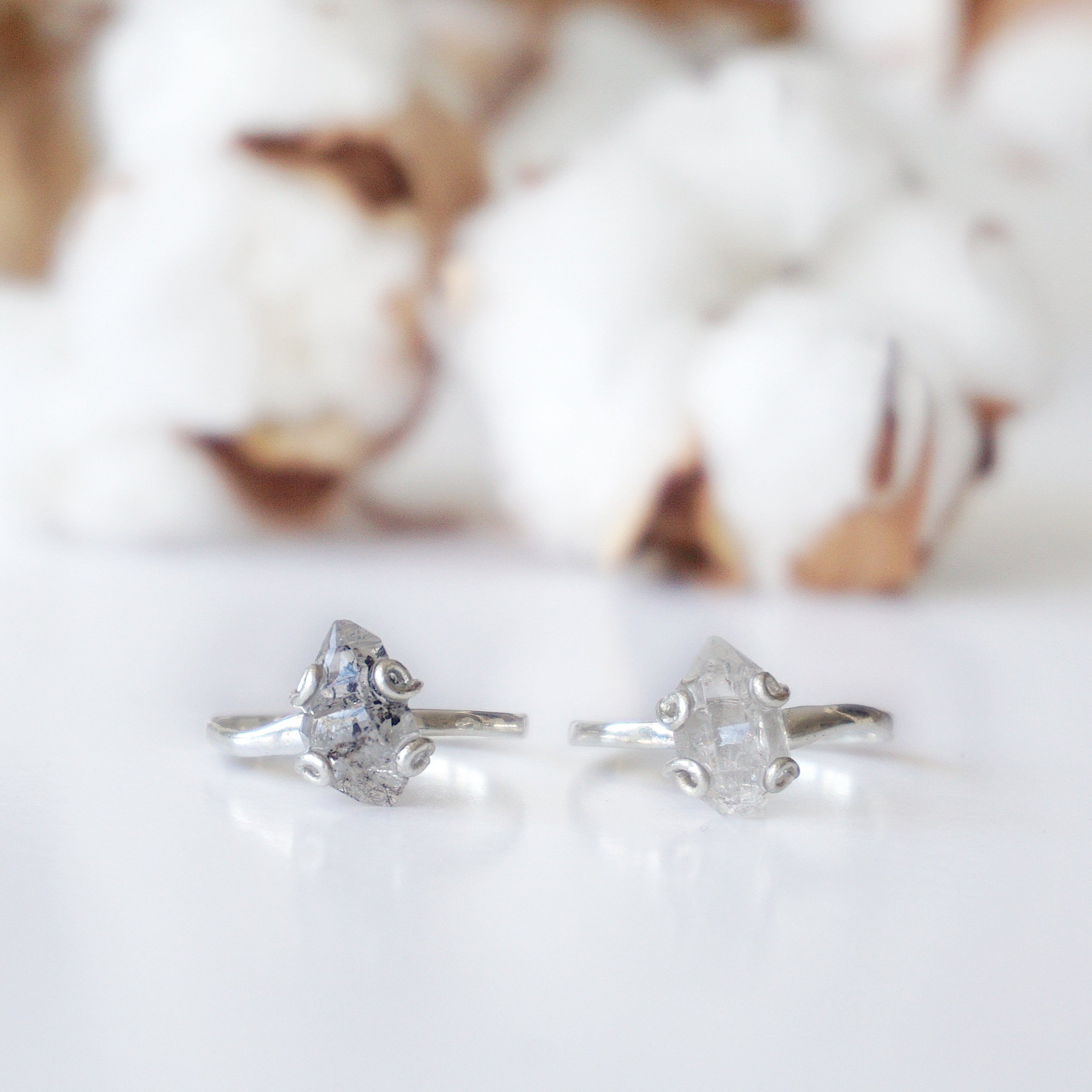 Women's Herkimer Diamond Sterling Silver Adjustable Ring - Elegant Handmade Jewelry for Everyday Wear & Special Occasions | Perfect Gift for Her