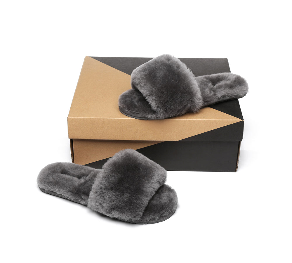 Australian Shepherd® UGG Women's Fluffy Slides - Nala Style Cozy House Slippers for Indoor/Outdoor Comfort & Lounge Wear