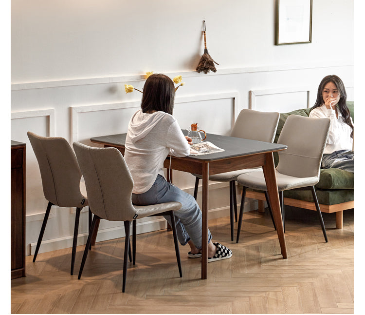 Premium Black Walnut & Ash Solid Wood Extendable Dining Table - Expandable Rock Slab Design for Modern Farmhouse, Rustic Kitchen & Open Concept Dining Rooms