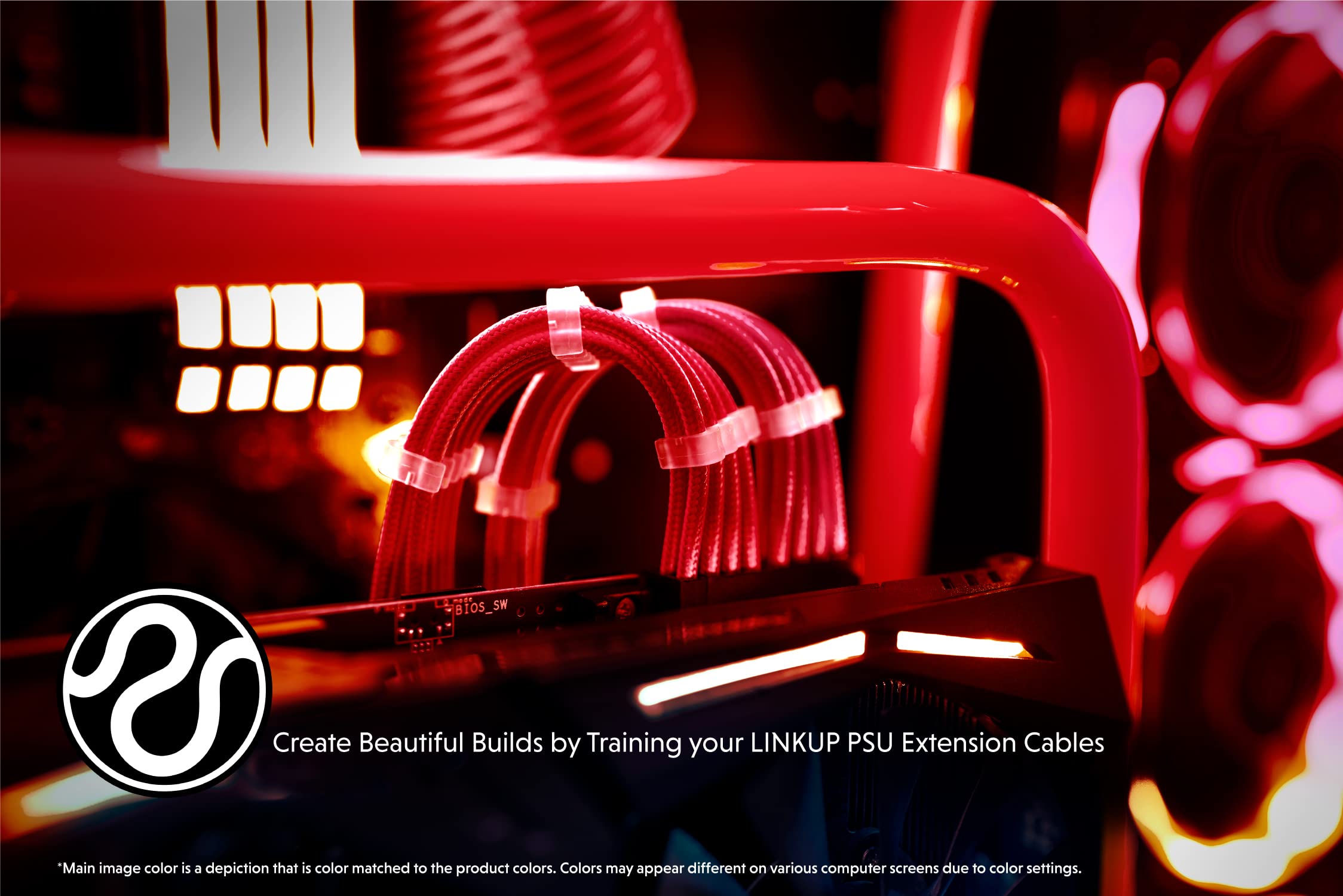 LINKUP - AVA 30cm EPS 4 Pin CPU ATX Motherboard PSU Power Supply Braided Sleeved Custom Mod PC Extension Cable with Combs | Strong & Stiff Design | Single Pack | 300mm - Red | Perfect for Gaming PC, Workstation & Custom PC Builds
