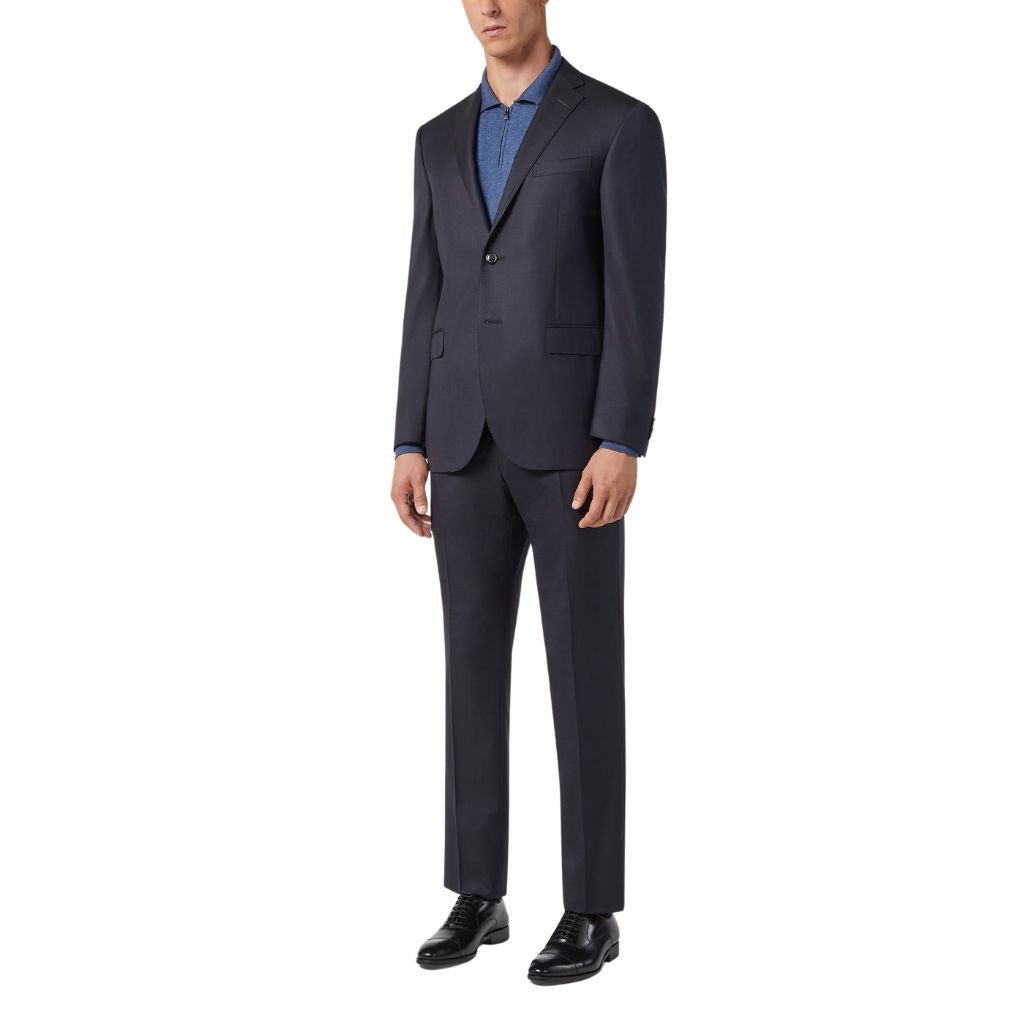 Premium CORNELIANI Leader Wool Suit - Navy Blue | Classic Business Attire for Men | Perfect for Office, Weddings & Formal Events