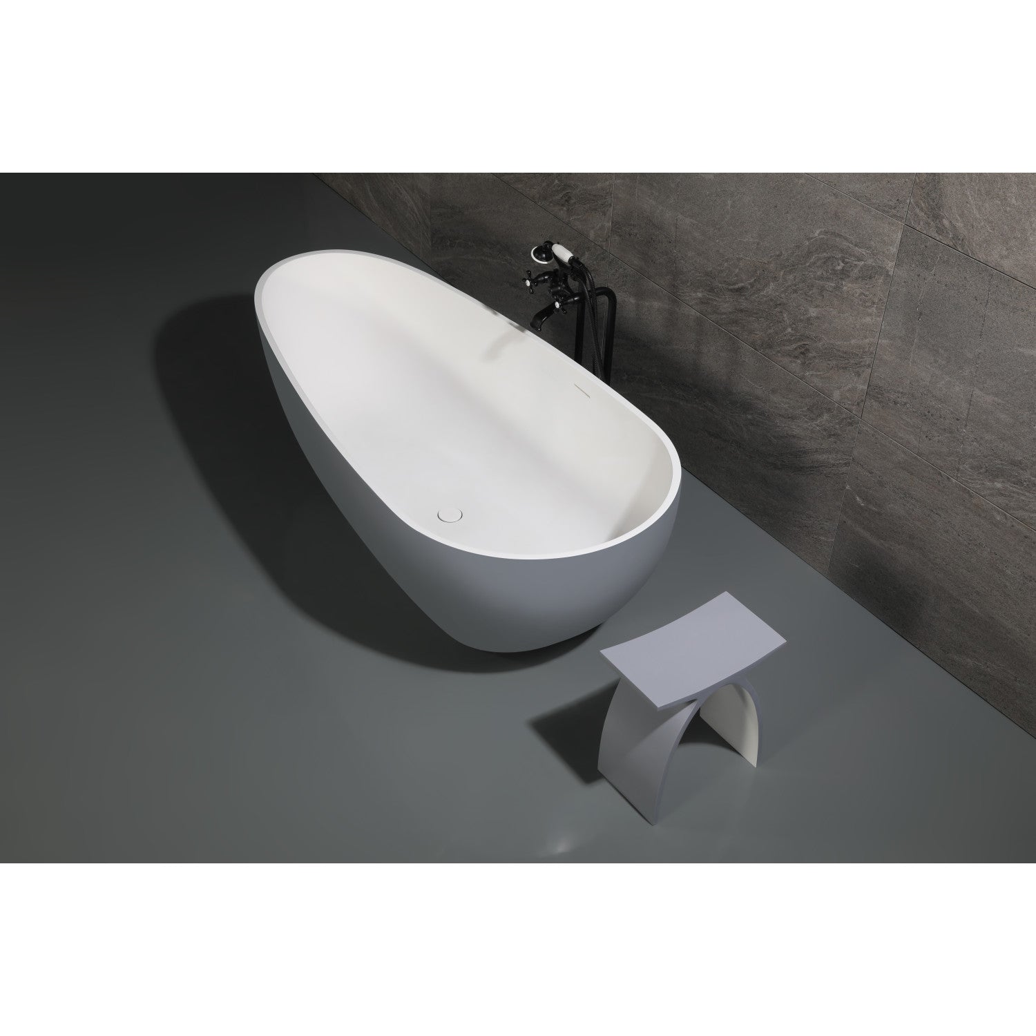 Arcticstone VRTOV713422WG 72 Inch Freestanding Acrylic Bathtub - Double Ended Egg Shape with Drain, Glossy White & Matte Gray - Perfect for Modern Bathroom, Spa Retreat, Luxury Home Renovation