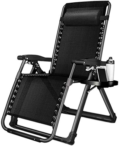Portable Folding Zero Gravity Lounge Chair - Adjustable Reclining Chaise Lounger with Pillow for Patio, Poolside, Beach & Backyard - Breathable Sun Tanning Lawn Chair (80x75x65cm, Black) - Perfect for Relaxing, Camping & Outdoor Lounging