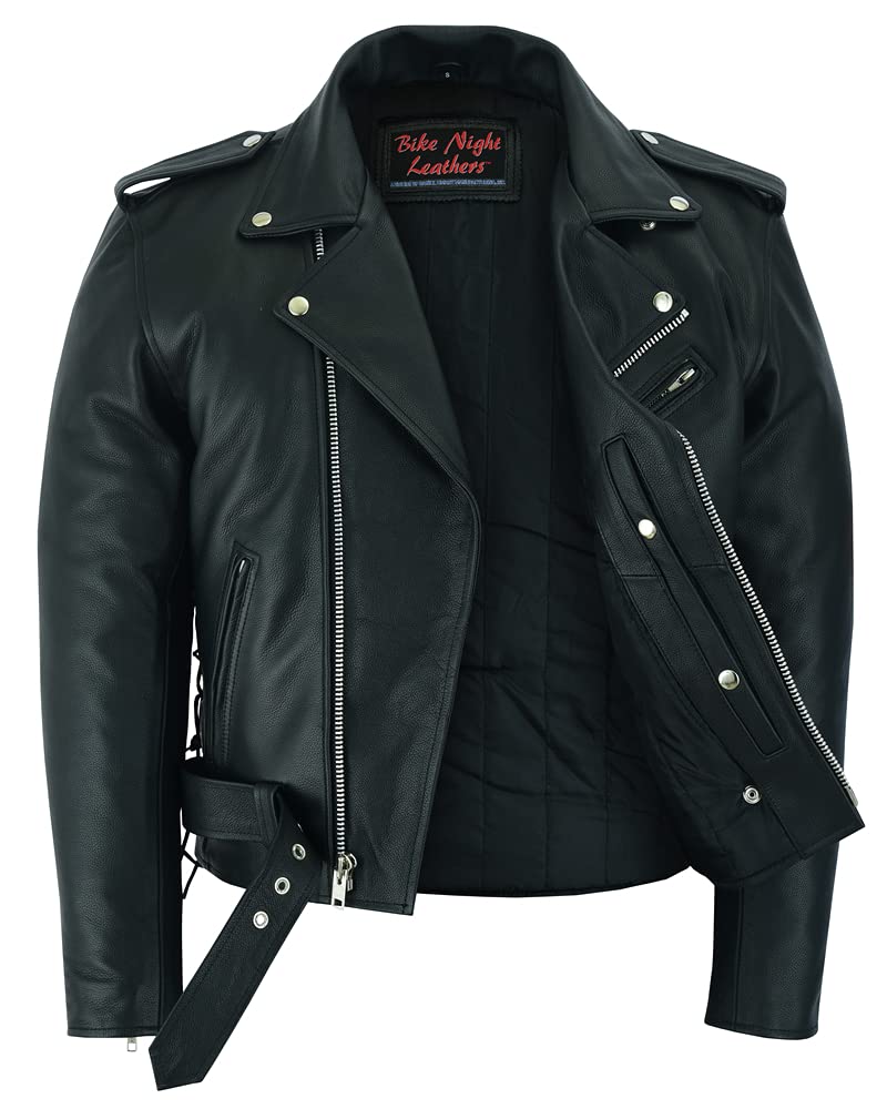 Daniel Smart Men's Motorcycle Leather Jacket - Black Biker Jacket with Concealed Armory Pocket | Durable Genuine Leather for Riding, Outdoor Adventure & Street Style Fashion