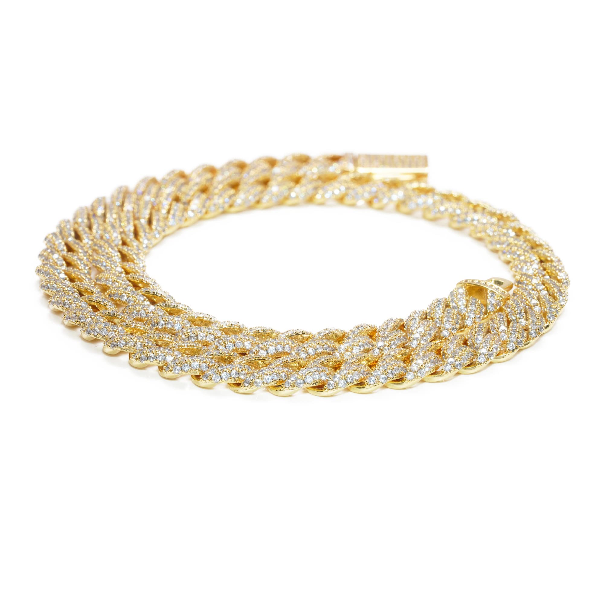 925 Sterling Silver Gold Plated Moissanite 10mm Cuban Chain Necklace for Men - Hip Hop Iced Out Cuban Link Necklace - Perfect Gift for Birthday, Anniversary & Special Occasions