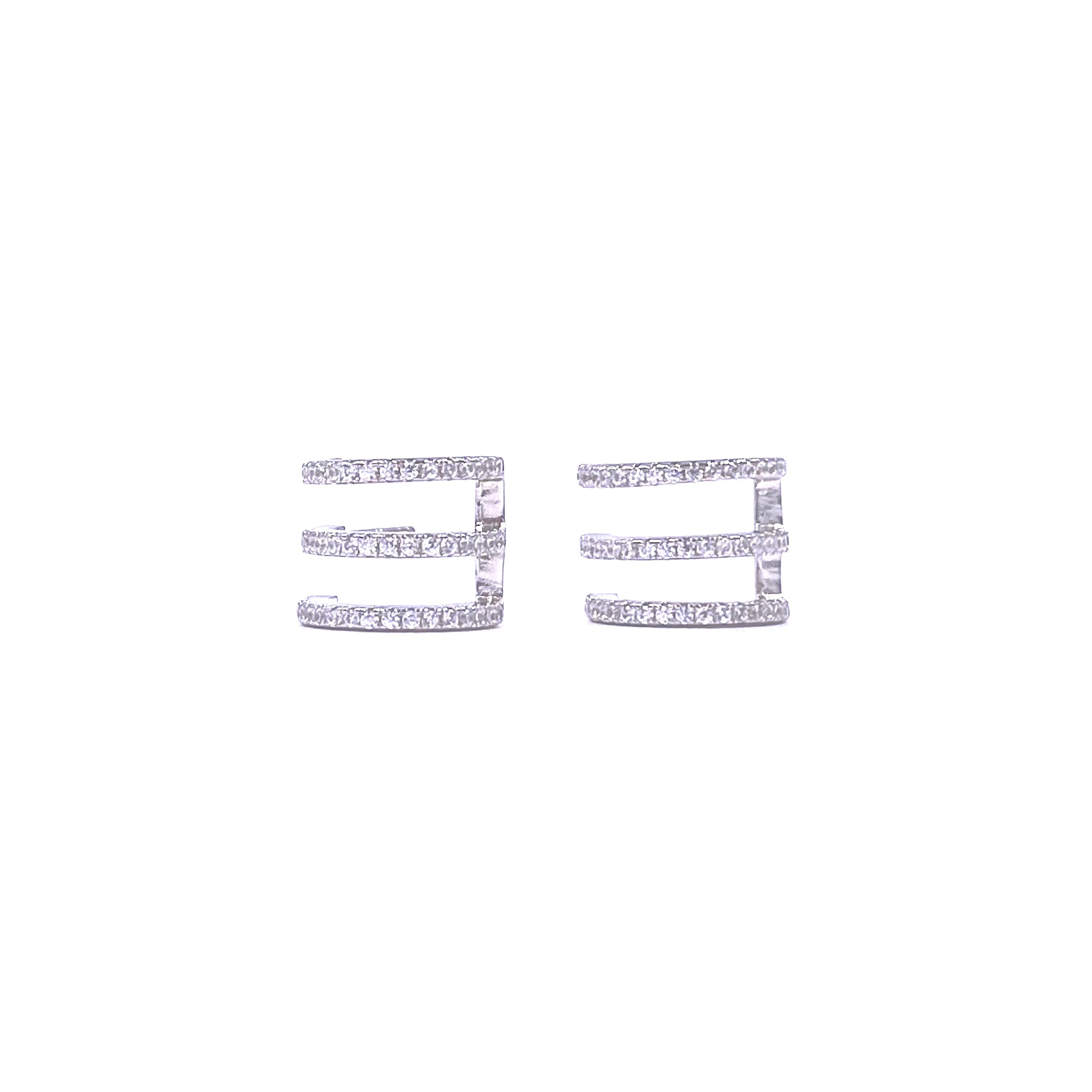 Sterling Silver Triple Bar Hoop Earrings for Women - Ashley Gold Jewelry - Elegant Dainty Hoops for Everyday Wear, Office & Date Night