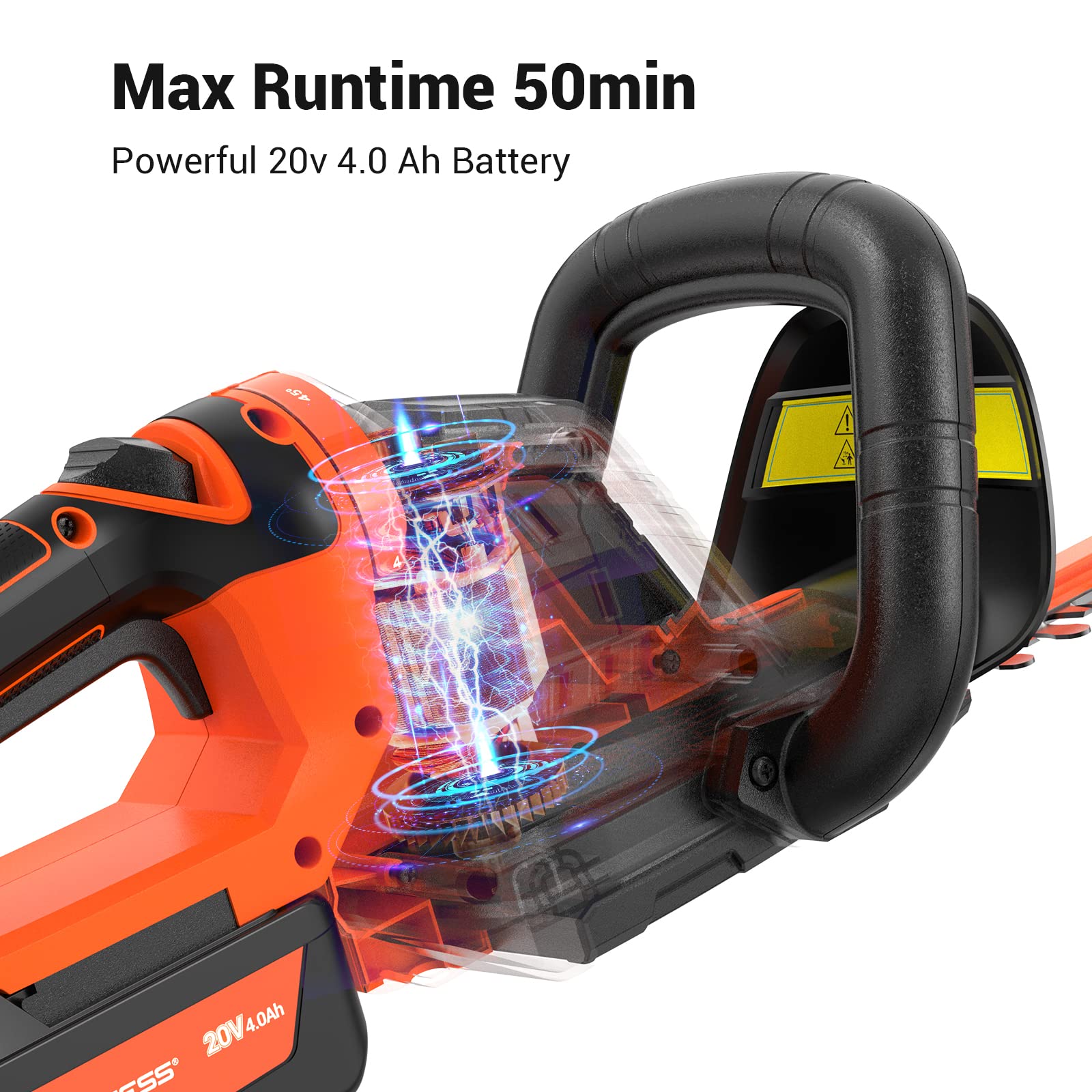 Upgraded 20V 4.0Ah Cordless Hedge Trimmer - 22 Inch Dual-Action Blade, 3000 RPM Power for Fast Cutting | Includes Battery & Fast Charger | Safety Double Switch | Perfect for Landscaping, Garden Maintenance & Yard Work