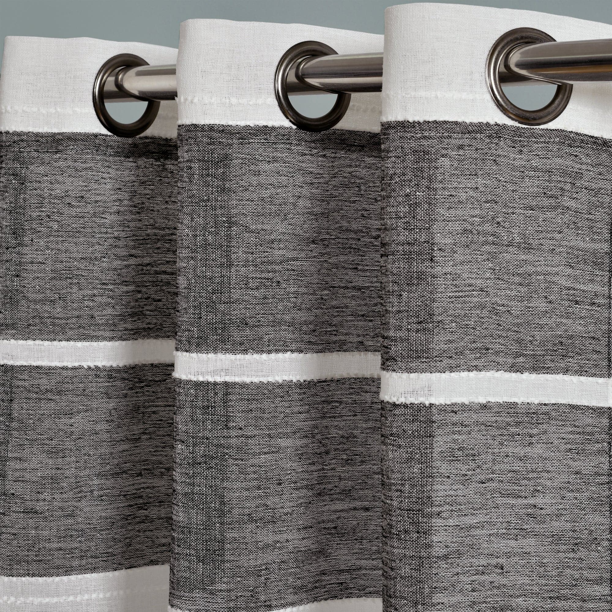 Textured Stripe Grommet Sheer Window Curtain Panel Set - Light Filtering Modern Drapes for Living Room, Bedroom & Office - 2 Panels 84 Inch Length