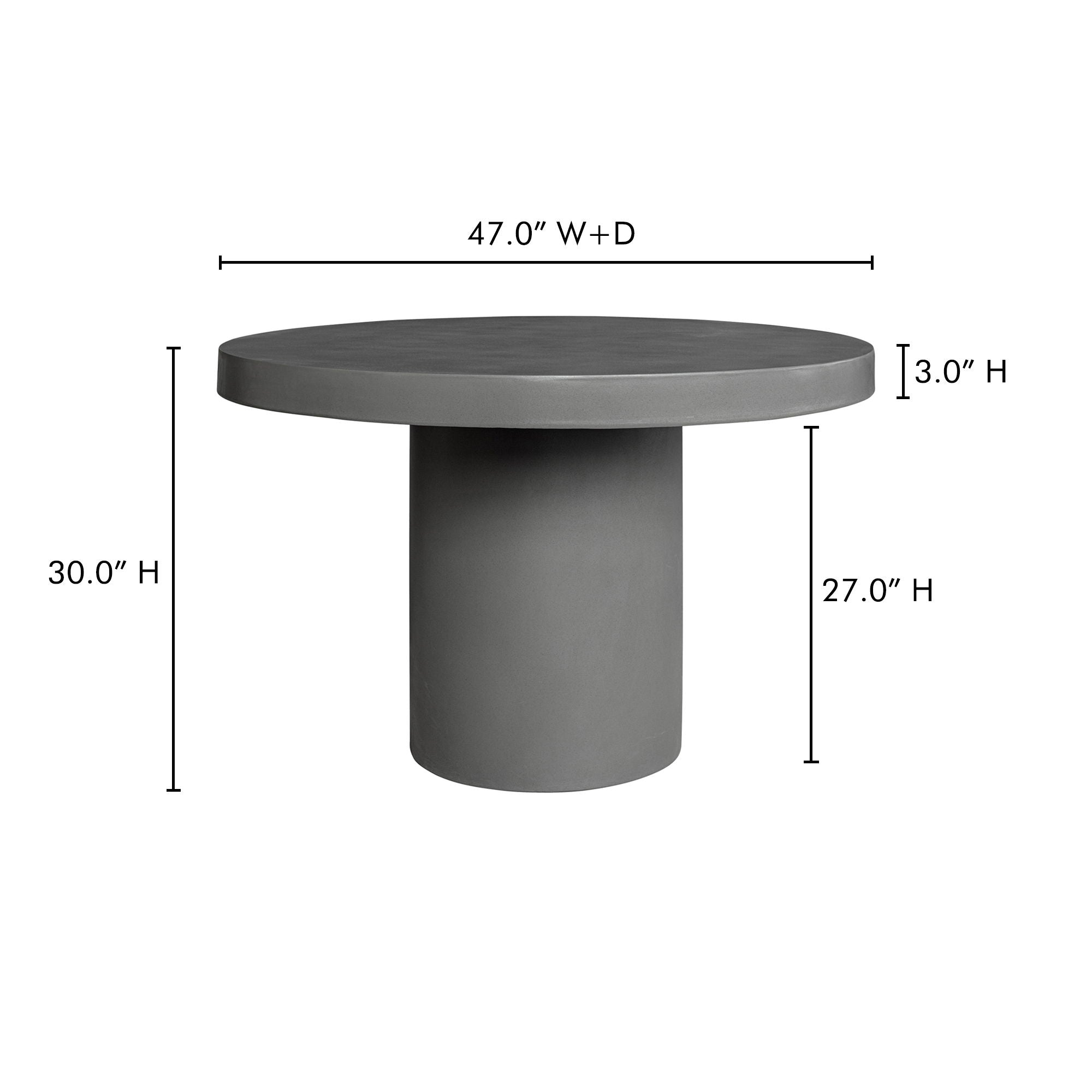Cassius Round Outdoor Dining Table - Cement Finish - Perfect for Patio, Garden & Backyard Dining