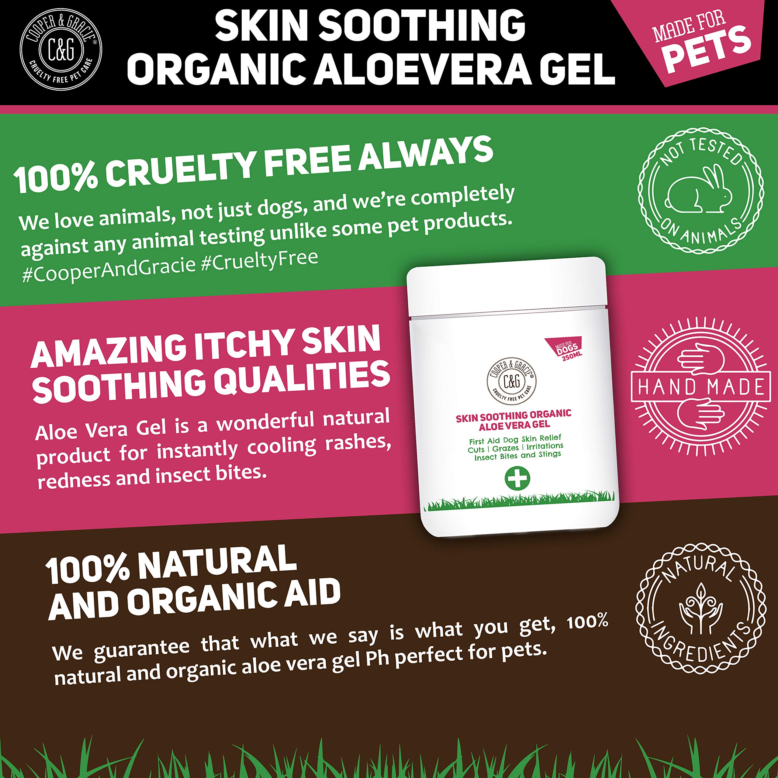 Organic Aloe Vera Gel for Pets - Skin Soothing, Food Grade with Vitamins & Amino Acids | Soothes & Moisturizes Dry, Itchy Skin from Insect Bites & Allergies | Perfect for Dogs, Cats & Small Animals After Bathing or Outdoor Play