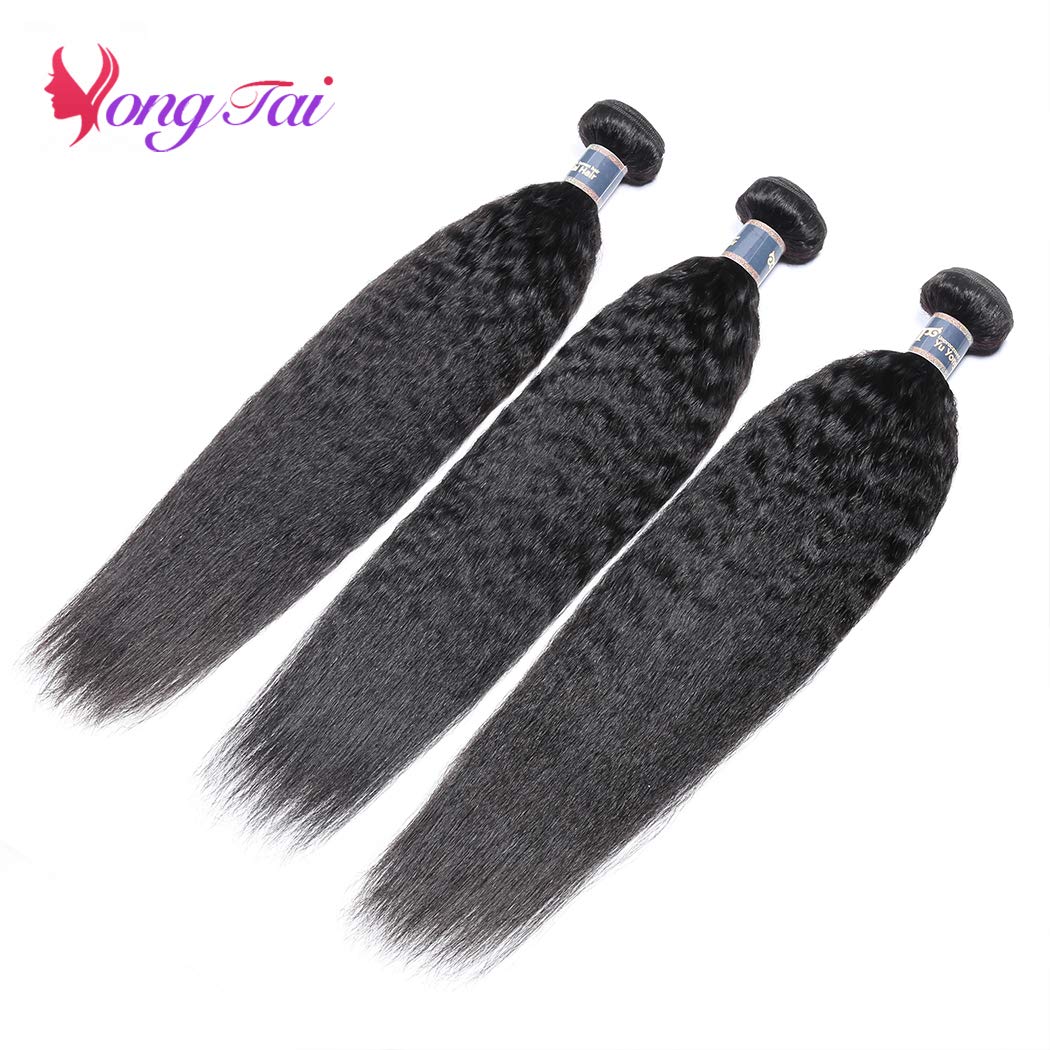 Kinky Straight Human Hair Extensions 20 20 20 Inches - Unprocessed Brazilian Virgin Hair 3 Bundles (1B Color) for Natural Look & Styling | Perfect for Daily Wear, Parties & Special Occasions
