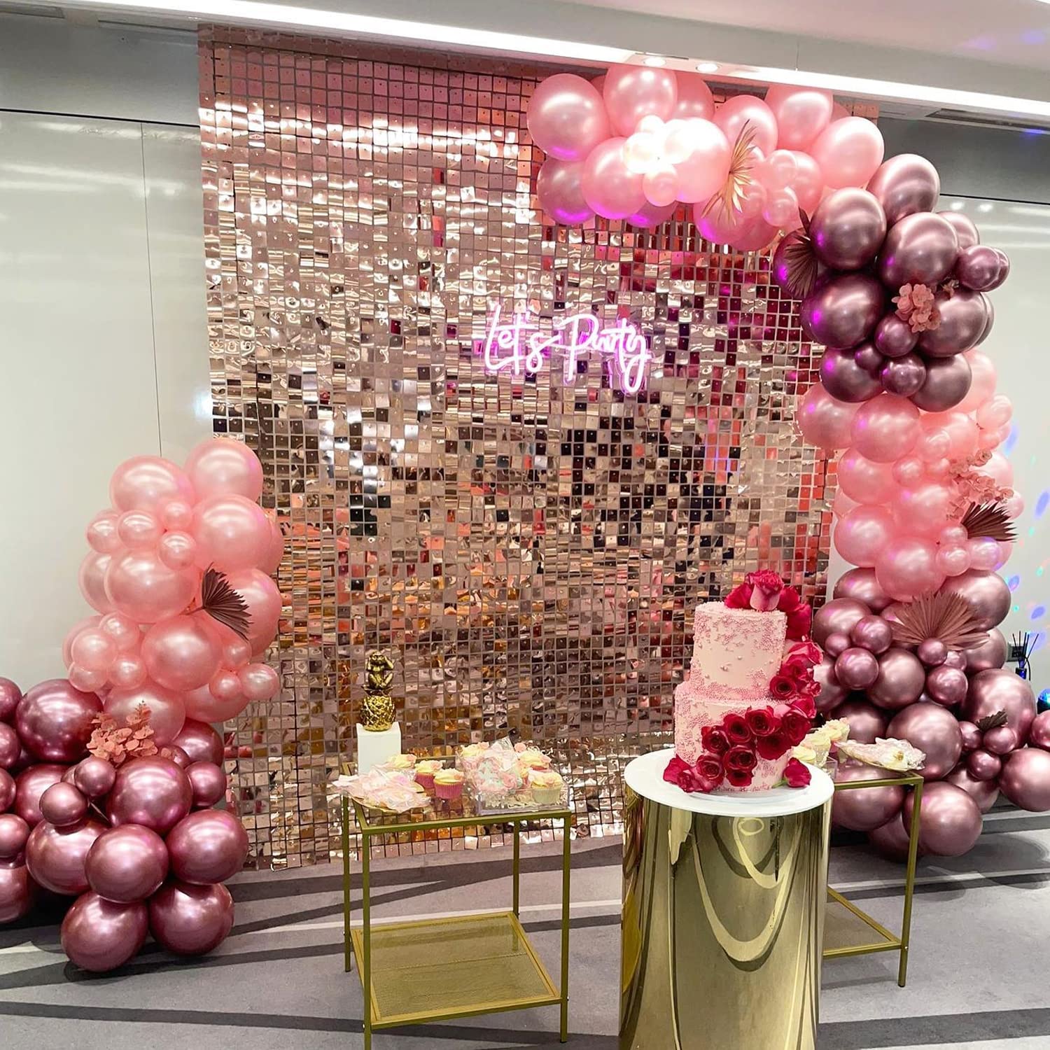 24PCS Rose Gold Sequin Backdrop Panels - COKAOBE Shimmer Wall Decoration for Birthday, Wedding, Anniversary & Engagement Photos | Elegant Party Decor & Event Background