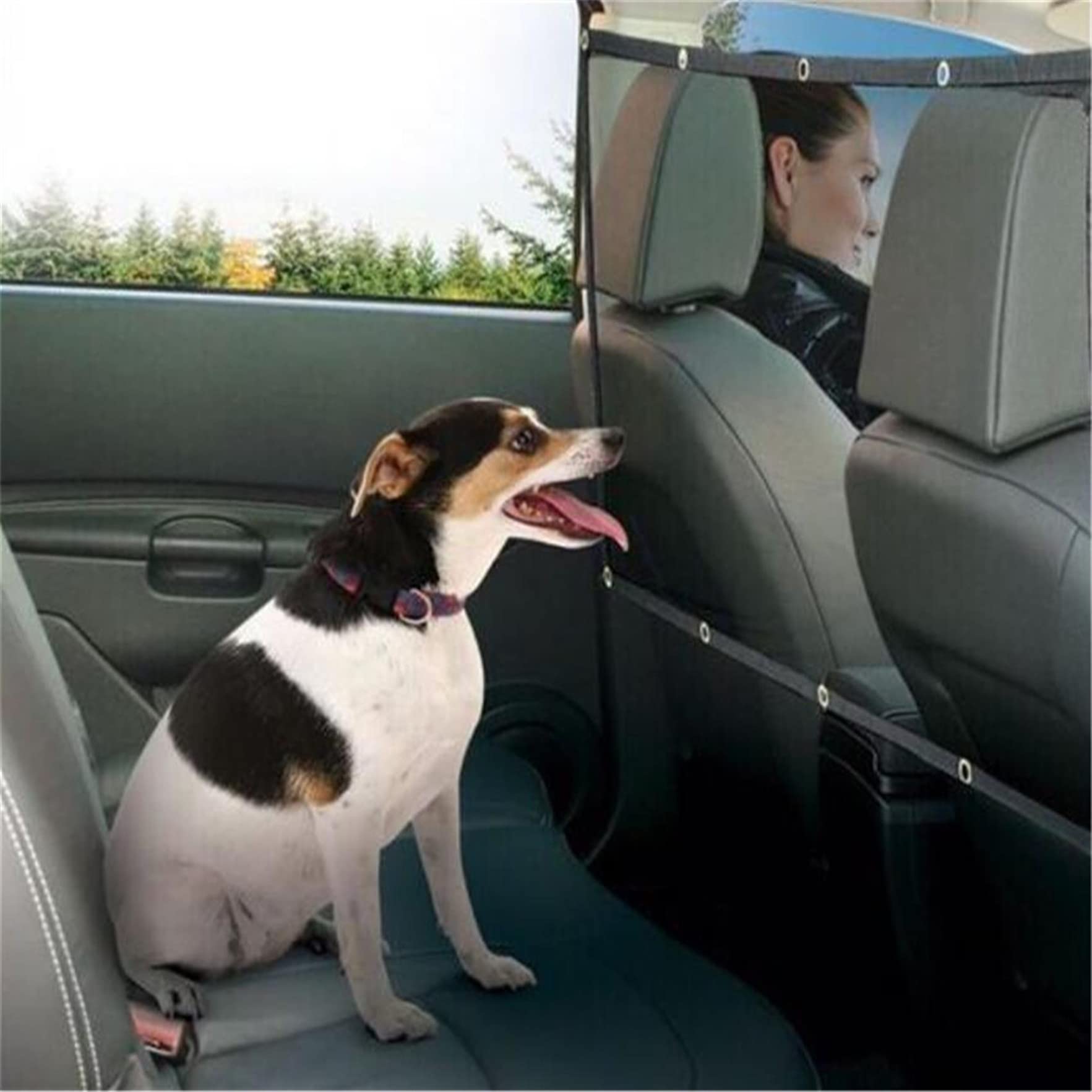 Adjustable Mesh Dog Car Barrier with Rope & Hook - Backseat Pet Divider Net for Pickup Trucks & Small Cars - Perfect for Safe Travel with Pets