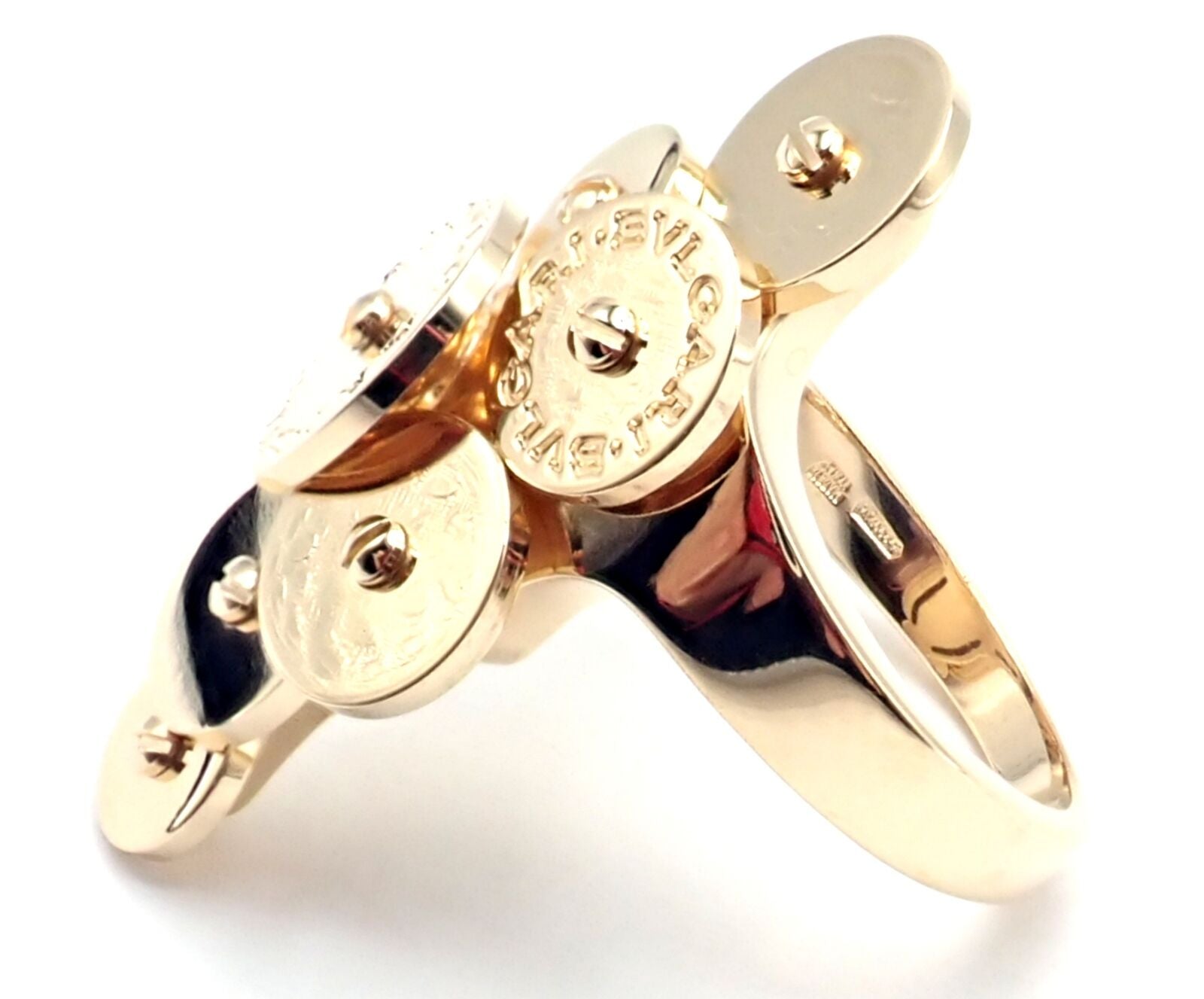 Authentic Bvlgari Bulgari Cicladi 18k Yellow Gold Large Ring for Women - Luxury Statement Jewelry for Weddings, Parties & Special Occasions