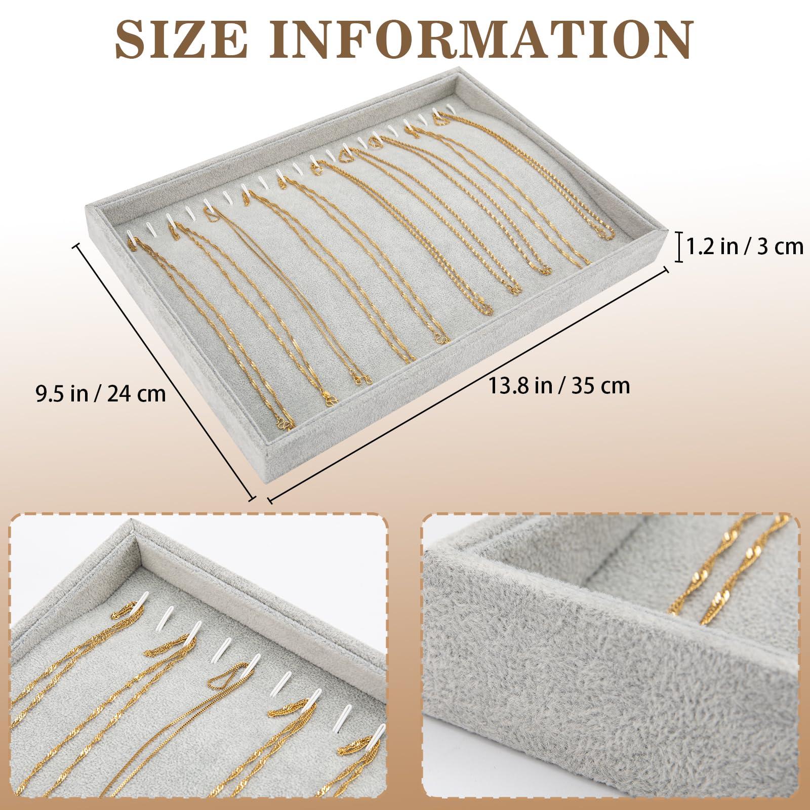 Polmart Stackable Bracelet & Jewelry Organizer - Velvet Storage Display Trays (2-Pack, Gray) - Perfect for Closet, Dresser & Travel Jewelry Organization
