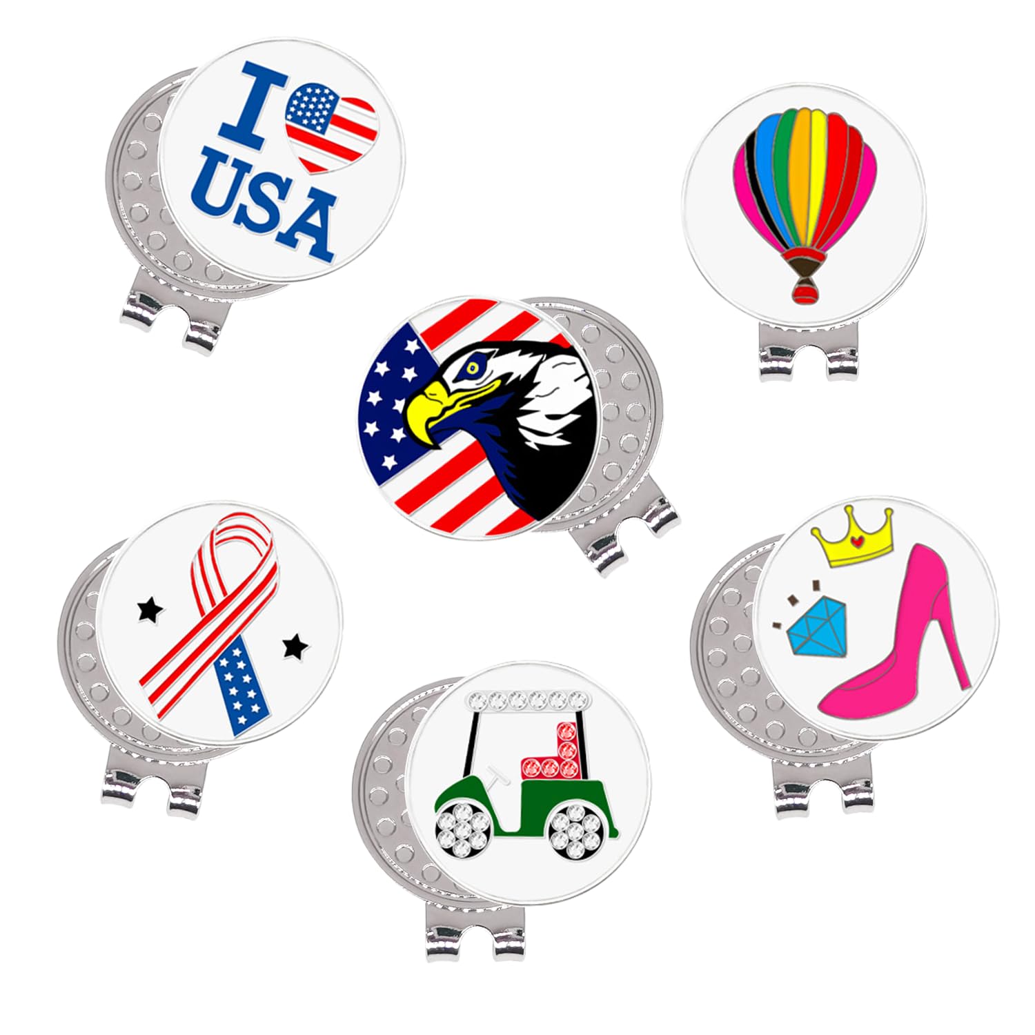 6/9/12/15PCS Magnetic Golf Hat Clips - Nickel-Plated Alloy Ball Marker Holders for Golf Caps & Gloves | Professional Golf Training Accessories | Perfect for Golf Course, Driving Range & Practice Sessions