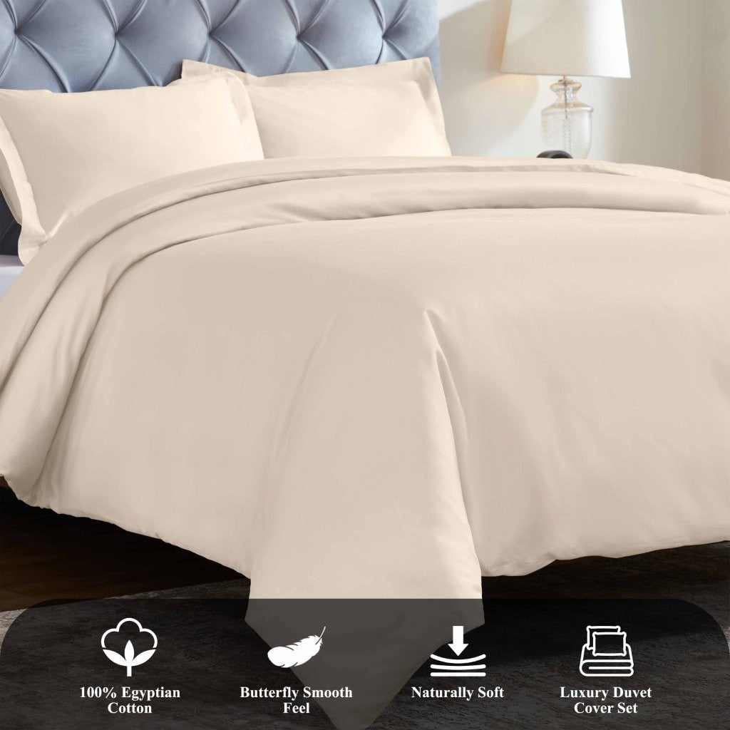 Luxury 1200 Thread Count Egyptian Cotton Duvet Cover Set - King Size, Soft Breathable Bedding for Hotel & Home Use