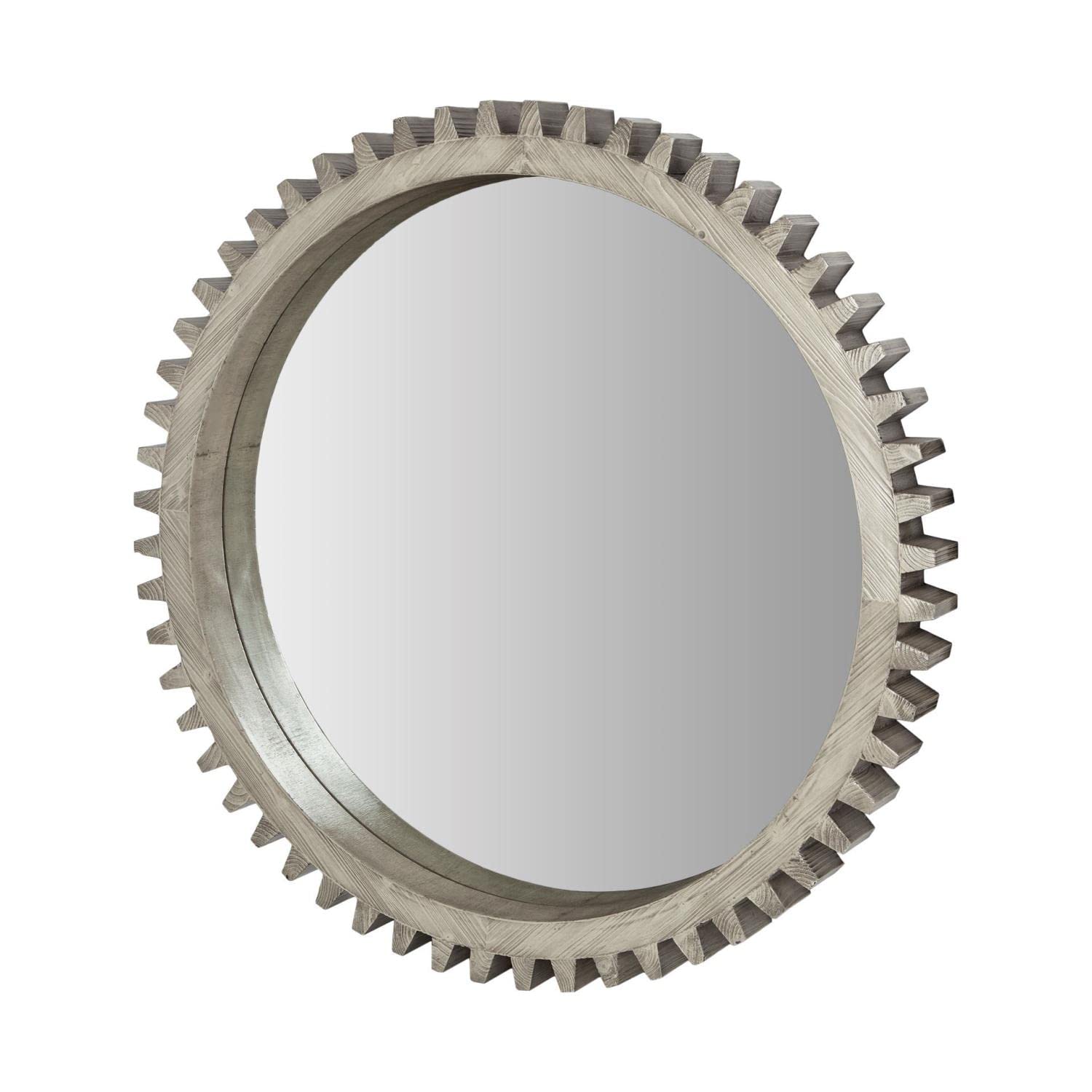Mercana Cog IV Grey Wash Wall Mirror with Cross Design - 44