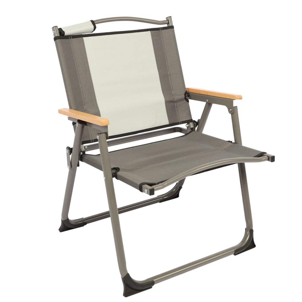 LIXIONG Aluminum Alloy Folding Fishing Chair - Portable Ultralight Outdoor Camping Chair with Wooden Armrests for Beach, Picnics, Fishing & Backpacking | Perfect for Camping Trips, Lakeside Relaxation & Outdoor Adventures
