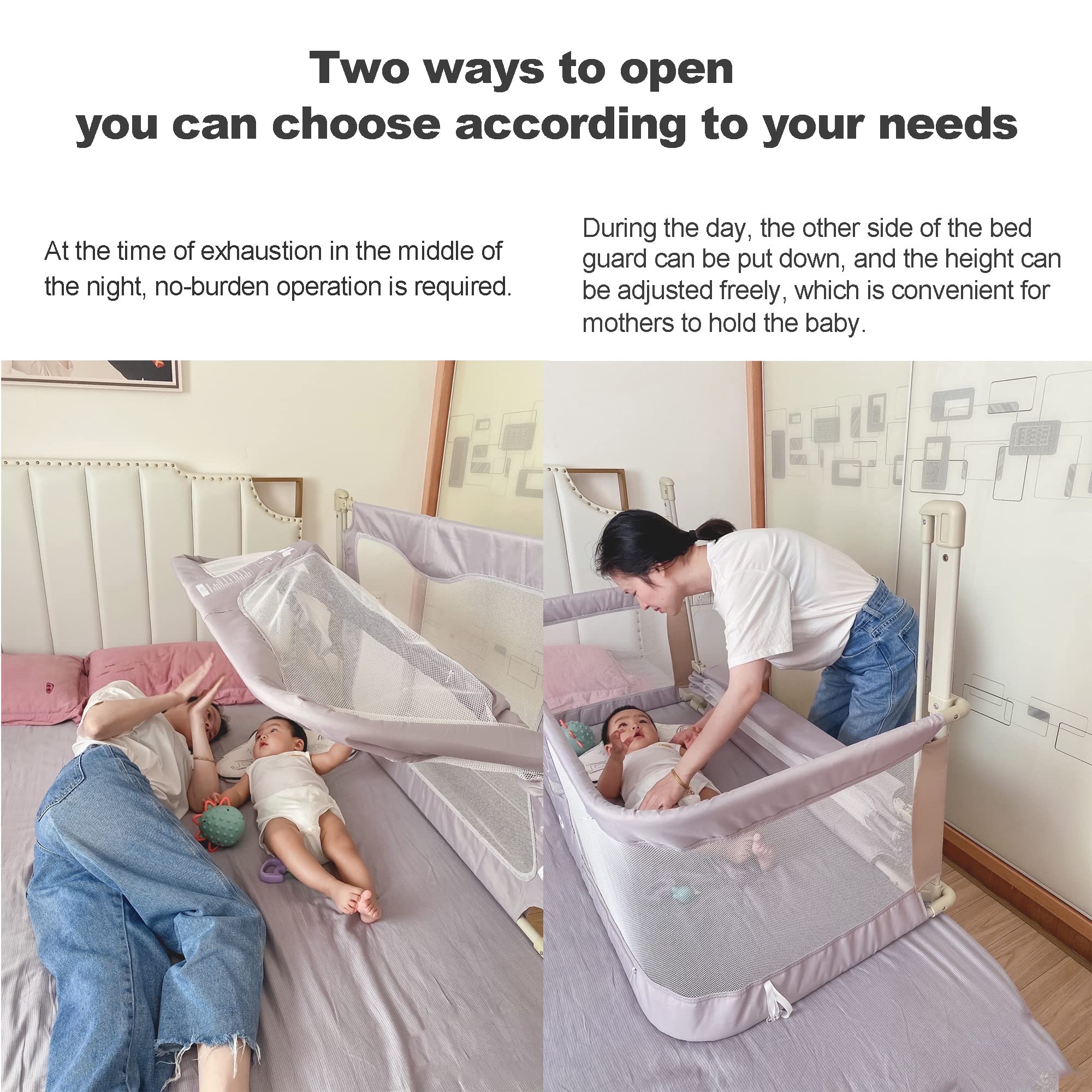 3-in-1 Baby Bedside Sleeper Crib | Breathable Bassinet with Mesh Windows | 120x50cm Co-Sleeping Crib for Newborns & Infants | Perfect for Safe Nighttime Feeding & Parent-Baby Bonding