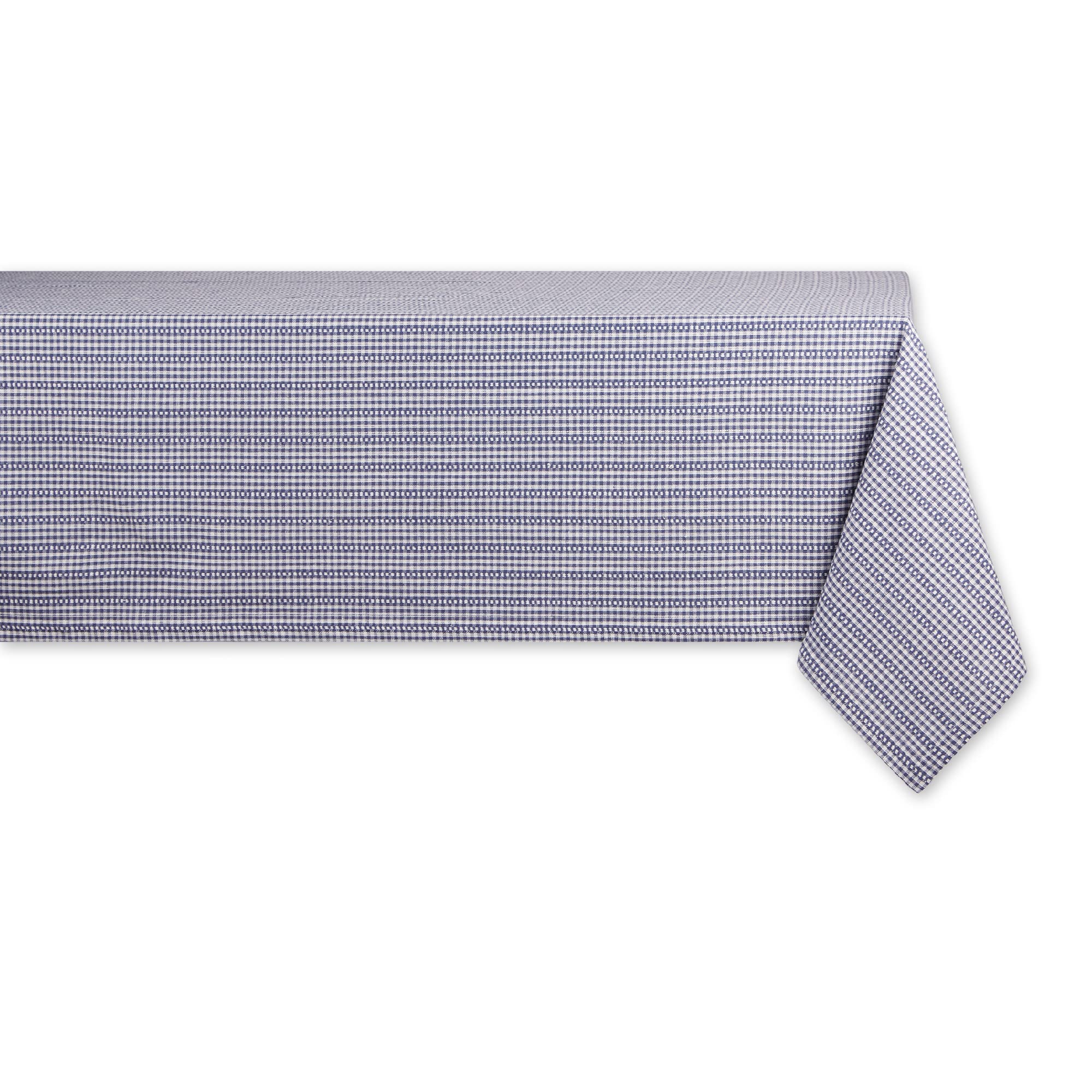 DII Farmhouse Checked Tablecloth 52x52 - French Blue Gingham for Dining & Picnics