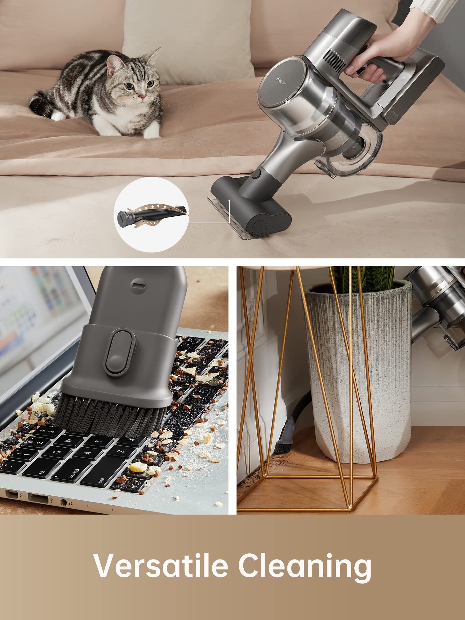 dreame R20 Cordless Vacuum Cleaner - Powerful Stick Handheld Vacuum with Dual Brush Heads, 90 Min Runtime, Rechargeable for Hard Floors, Carpets & Pet Hair | Ideal for Home Cleaning, Quick Pickup & Pet Owners
