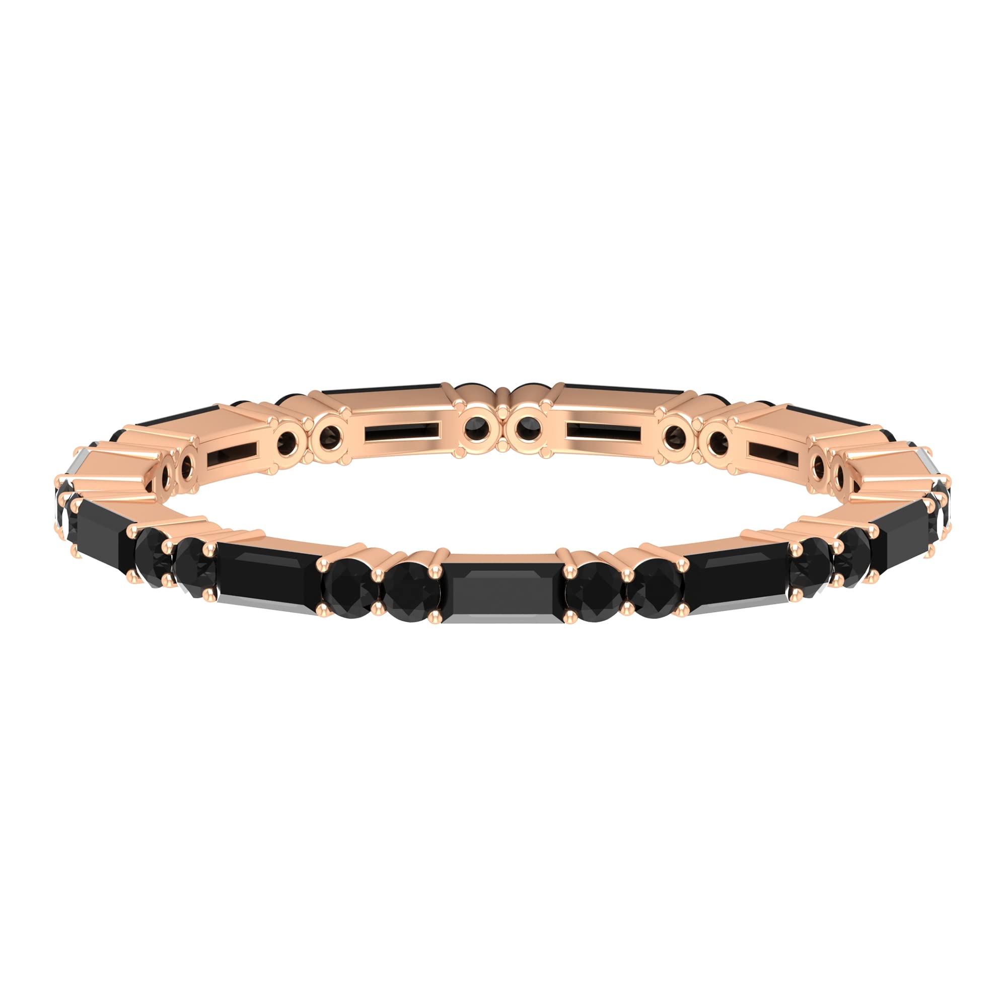 0.75 CT Black Onyx Full Eternity Ring for Women - 14K Solid Gold December Birthstone Ring - Elegant Stackable Band for Anniversary, Wedding & Gift Giving