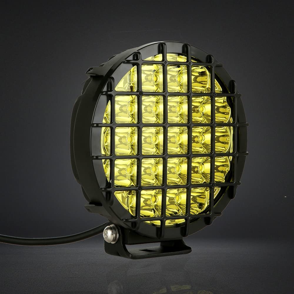 BIGLIONX 6 Inch 2-Pack Amber Round LED Off-Road Lights - 210W 32000LM Waterproof IP68 IP69K Fog Lights with Wiring Harness - 12V/24V Compatible for Pickup Trucks, ATV, UTV, SUV - Perfect for Off-Roading, Night Driving & Extreme Weather Conditions