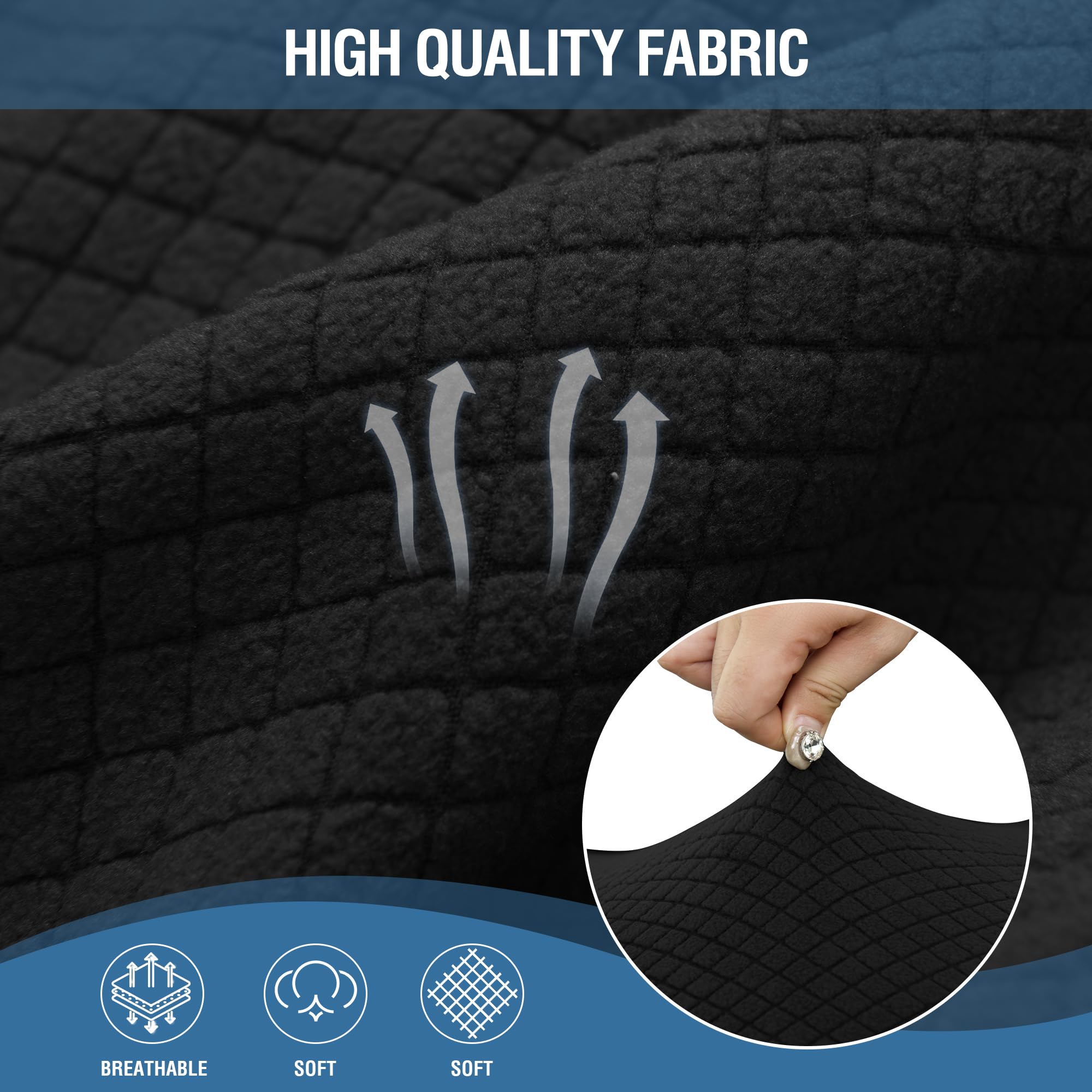 ALIECOM 5-Piece Waterproof Reclining Sectional Sofa Cover - Stretch Jacquard Fabric, L-Shape Corner Couch Slipcover for Recliner Furniture Protector (Black) - Perfect for Living Room, Family Room & Pet-Friendly Homes