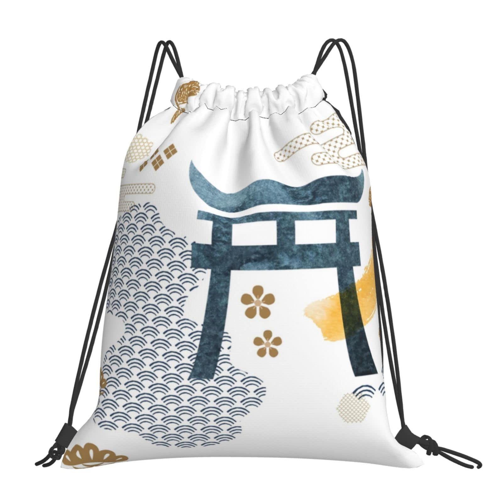 Japanese Koi Fish Drawstring Backpack - Lightweight Gym Sackpack for Men & Women - Perfect for Yoga, Travel, Swimming & Sports Activities