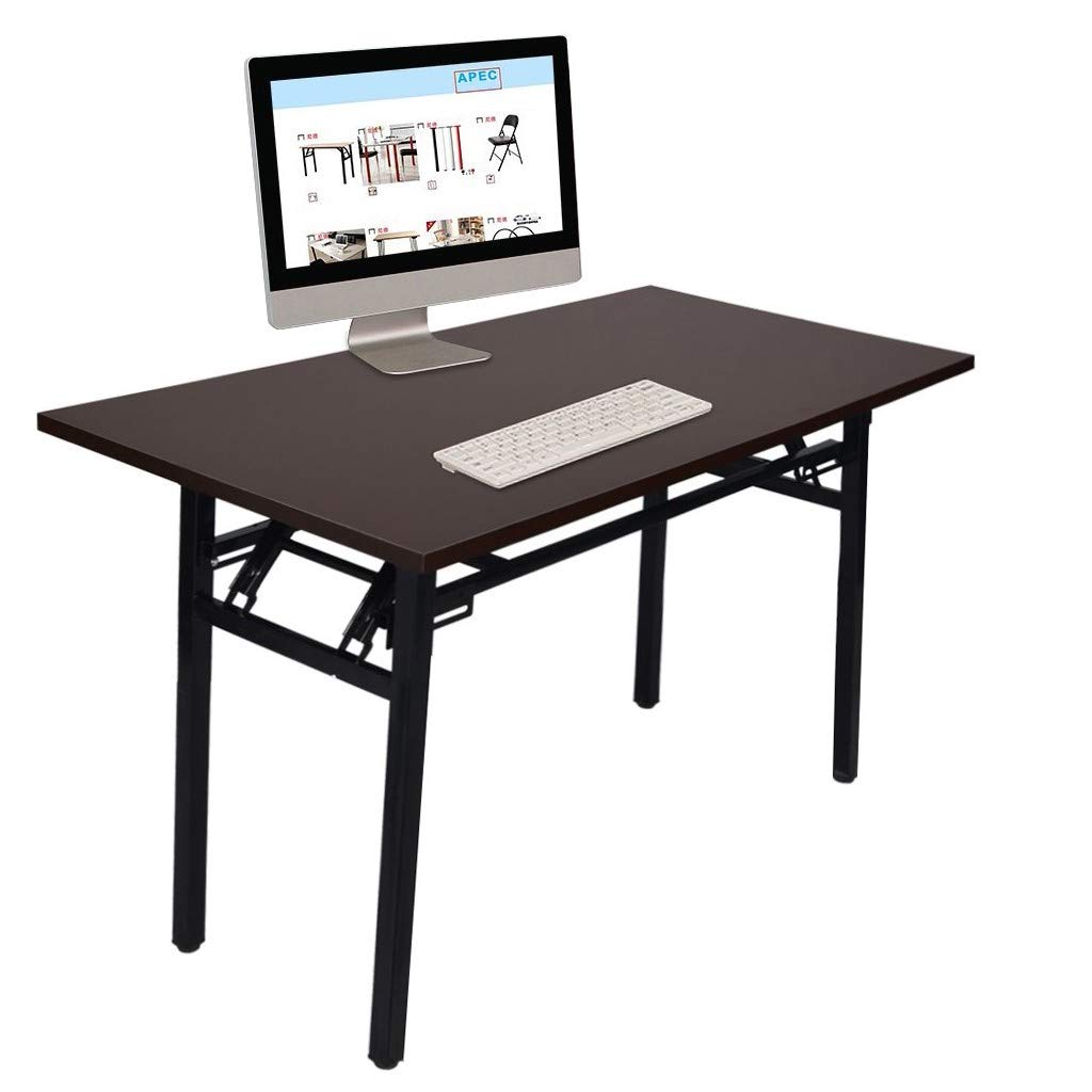 47 Inch Folding Computer Desk - Modern Simple Writing Table for Home Office & Study, No Assembly Required - Perfect for Small Spaces, Dorm Rooms & Remote Work
