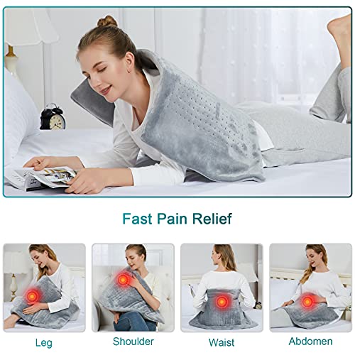 GARVEE 33x17 Inch Electric Heating Pad with Moist & Dry Therapy - Extra Large Heating Pad for Back Pain Relief, 4 Heat Settings, 2 Hour Auto Shut Off, Machine Washable - Perfect for Home, Office & Travel Use