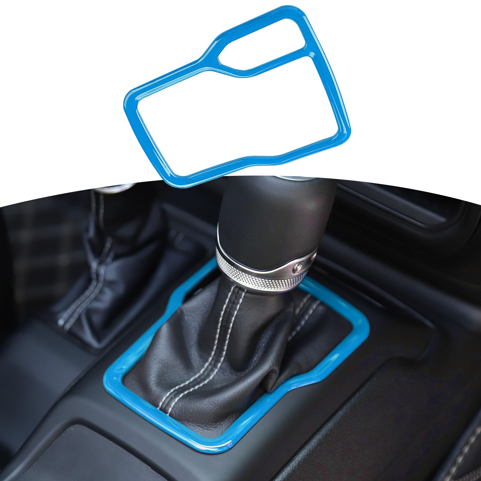 RT-TCZ Light Blue Gear Shift Trim Cover Frame for Jeep Wrangler JL JLU & Gladiator JT (2018-2024) | Interior Accessories Upgrade | Perfect for Off-Roading & Daily Driving