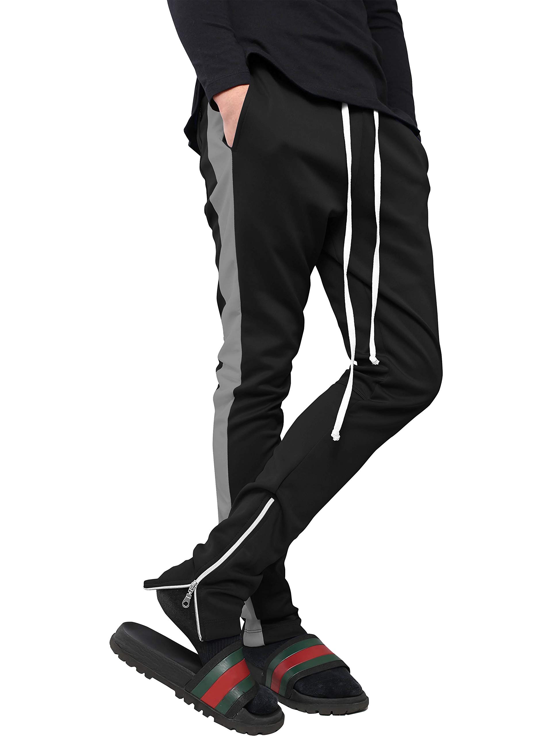 Men's Slim Fit Striped Jogger Pants - Stretch Elastic Track Pants for Running, Gym & Casual Wear