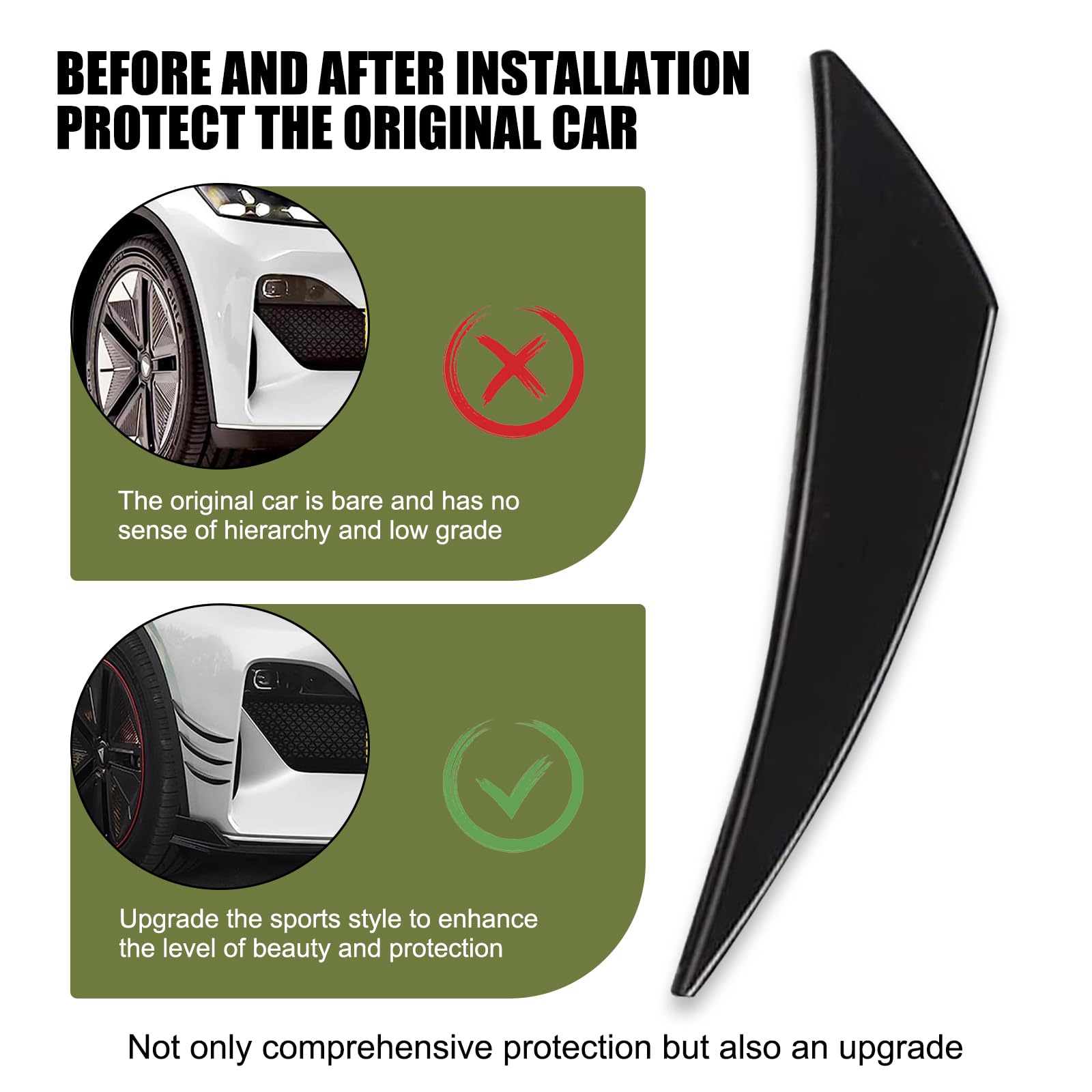 6 PCS Universal Car Front Bumper Lip Splitter Kit - Glossy Black Soft Rubber Spoiler & Anti-Collision Protection - Perfect for Sports Cars, Sedans & Tuner Vehicles - Enhances Style & Protects Bumper from Scratches