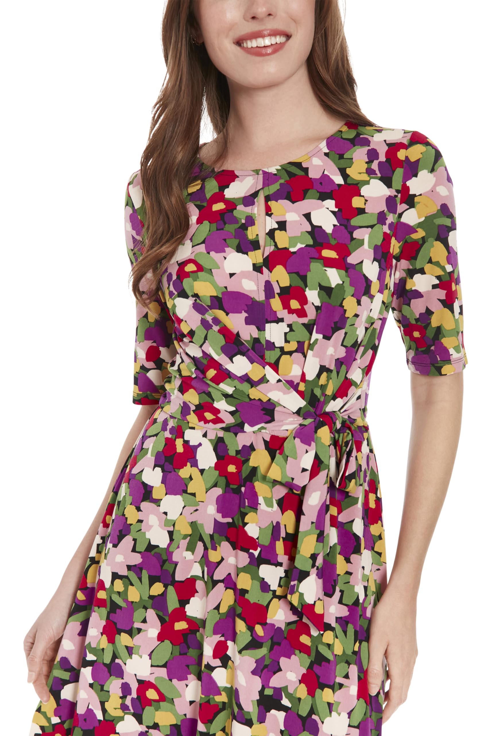 London Times Floral Wrap Dress for Women - Elegant Bridal Shower, Cocktail Party, Wedding Guest & Work Attire | Perfect for Formal Events, Office Wear & Special Occasions