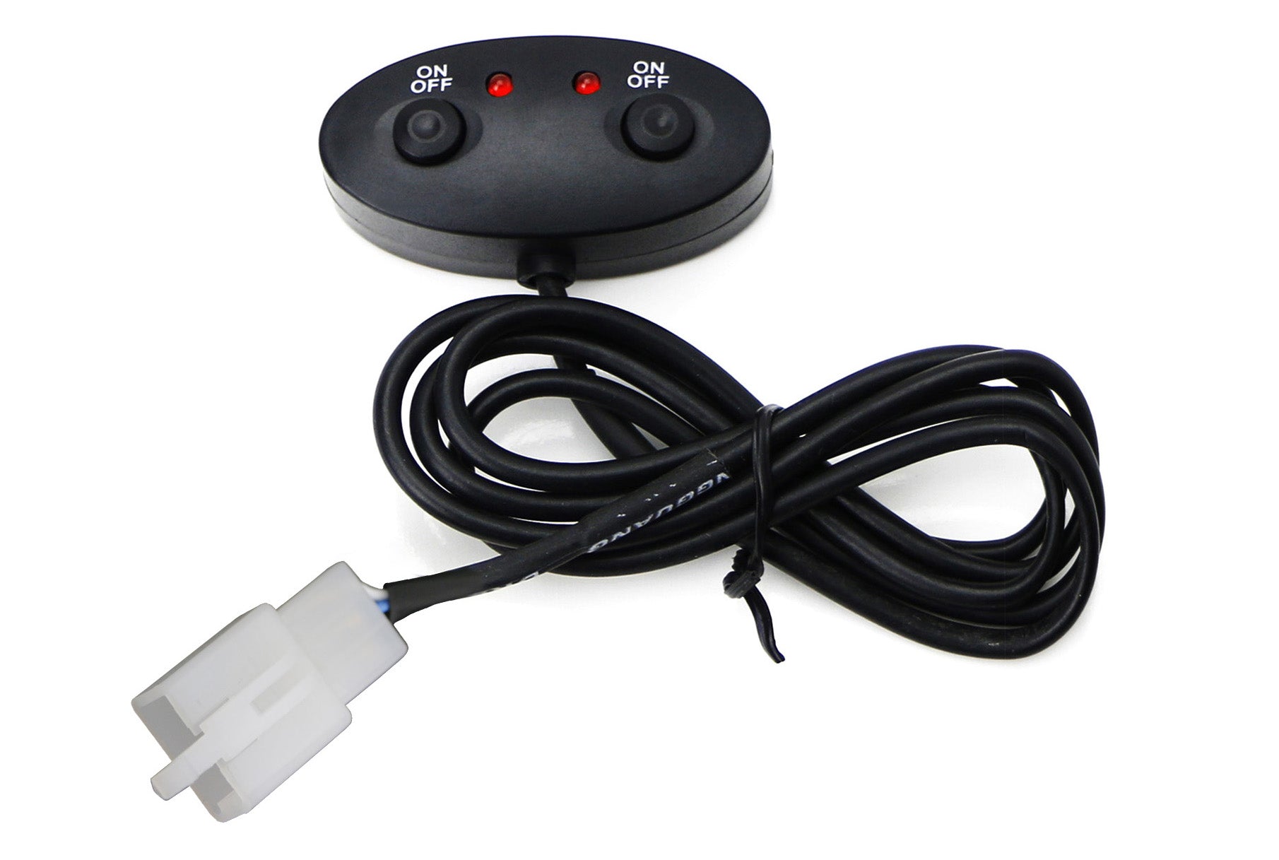 12V Push Button Dual Switch with LED Indicator Lights and 3 Prong Adapter/Pigtails - Perfect for Automotive, Marine, and DIY Electrical Projects
